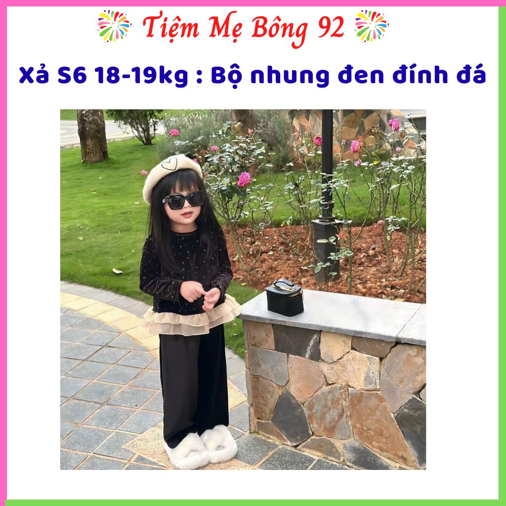 Xả S6 18-19kg : Bộ nhung đen đính đá lấp lánh TG9