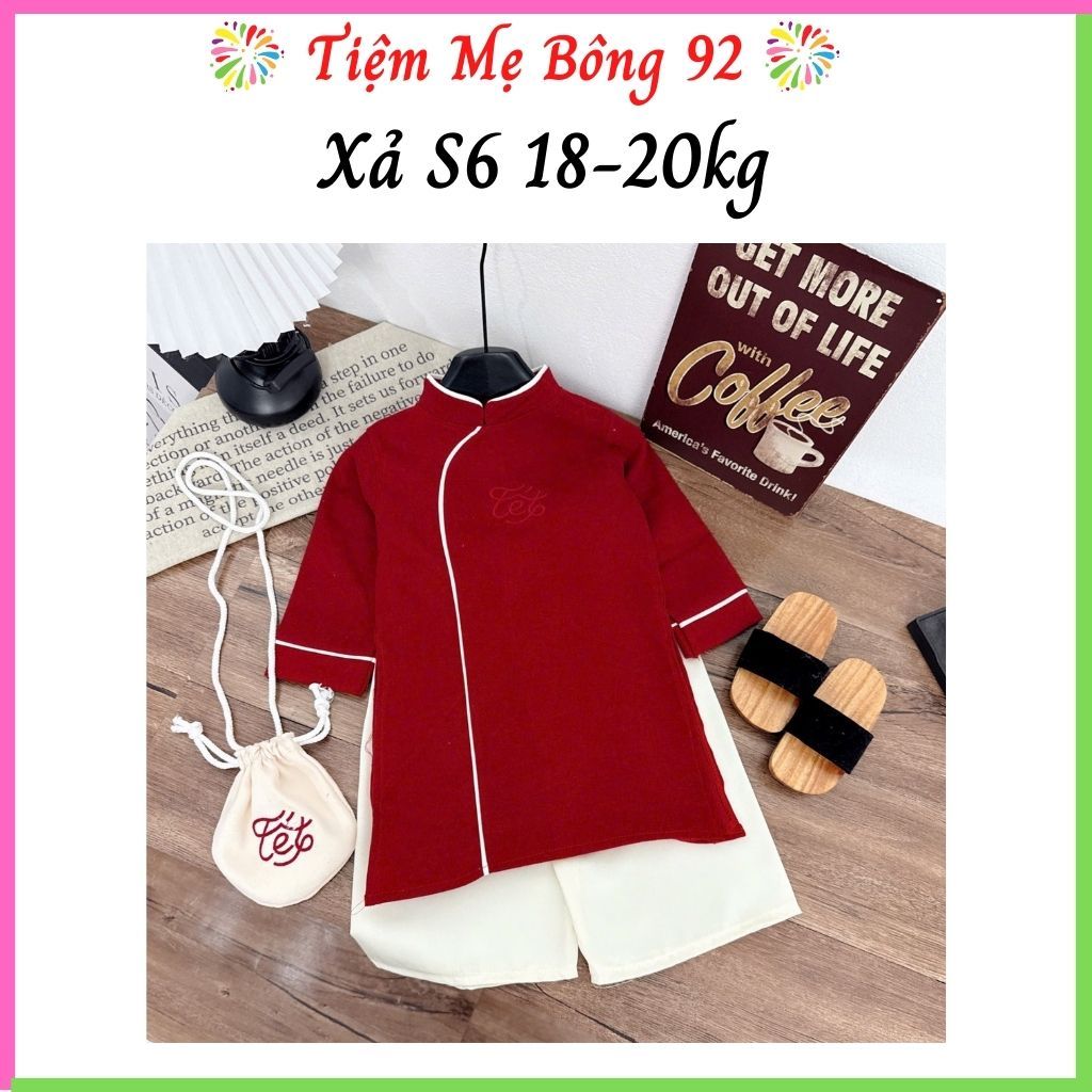 Xả S6 18-20kg : Áo dài bé trai kèm túi tết cho bé trai TT6