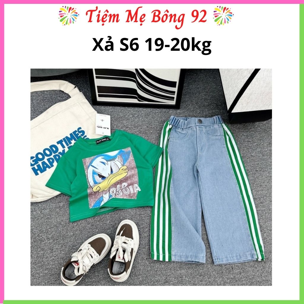 Xả S6 19-20kg: Bộ áo vịt donal xanh quần bò xuông HG4