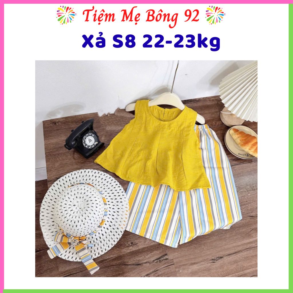 Xả S8 22-24kg : Sét áo vàng quần sọc xuông kèm mũ HG6