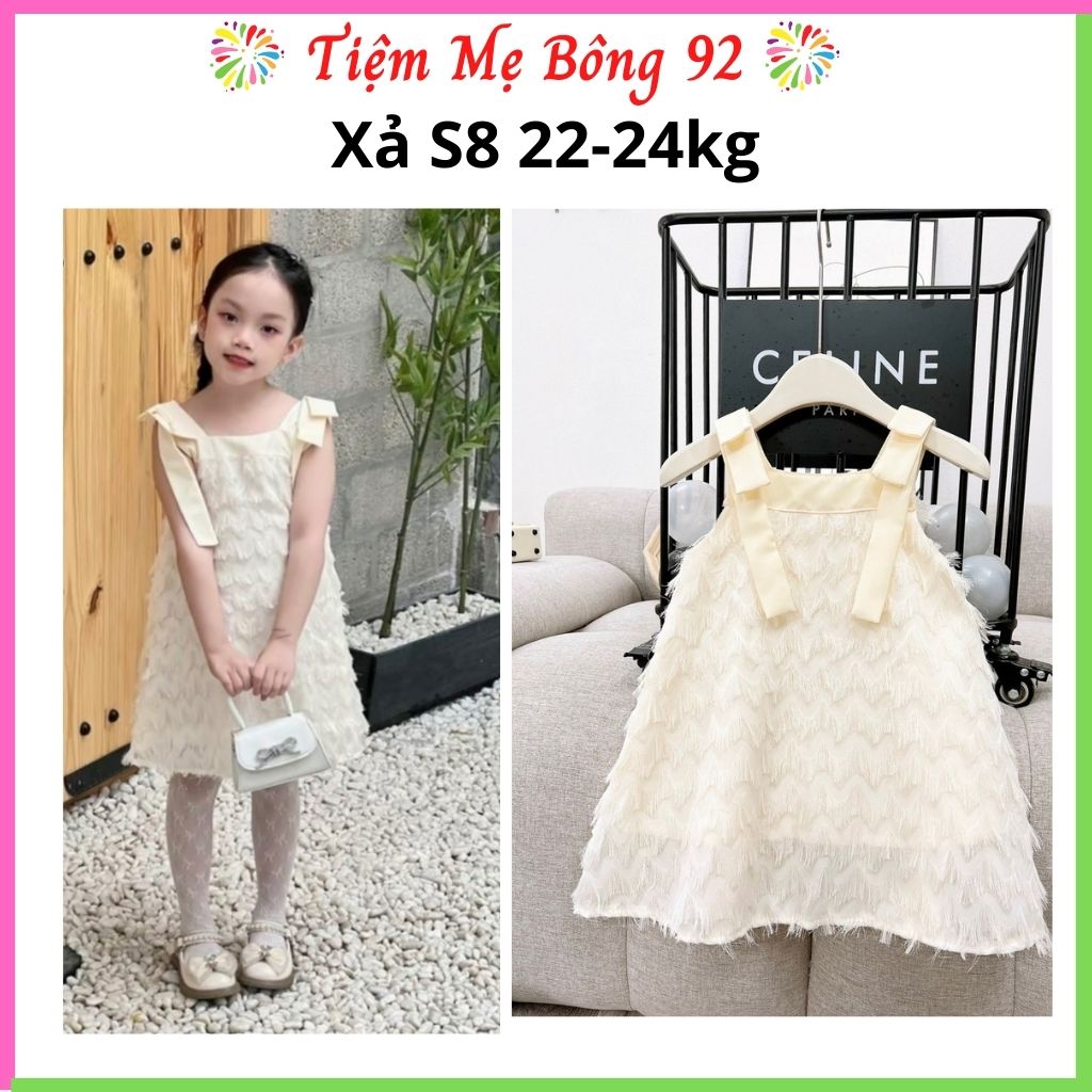 Xả S8 22-24kg: Váy kem lông mượt 2 dây #65k HG5