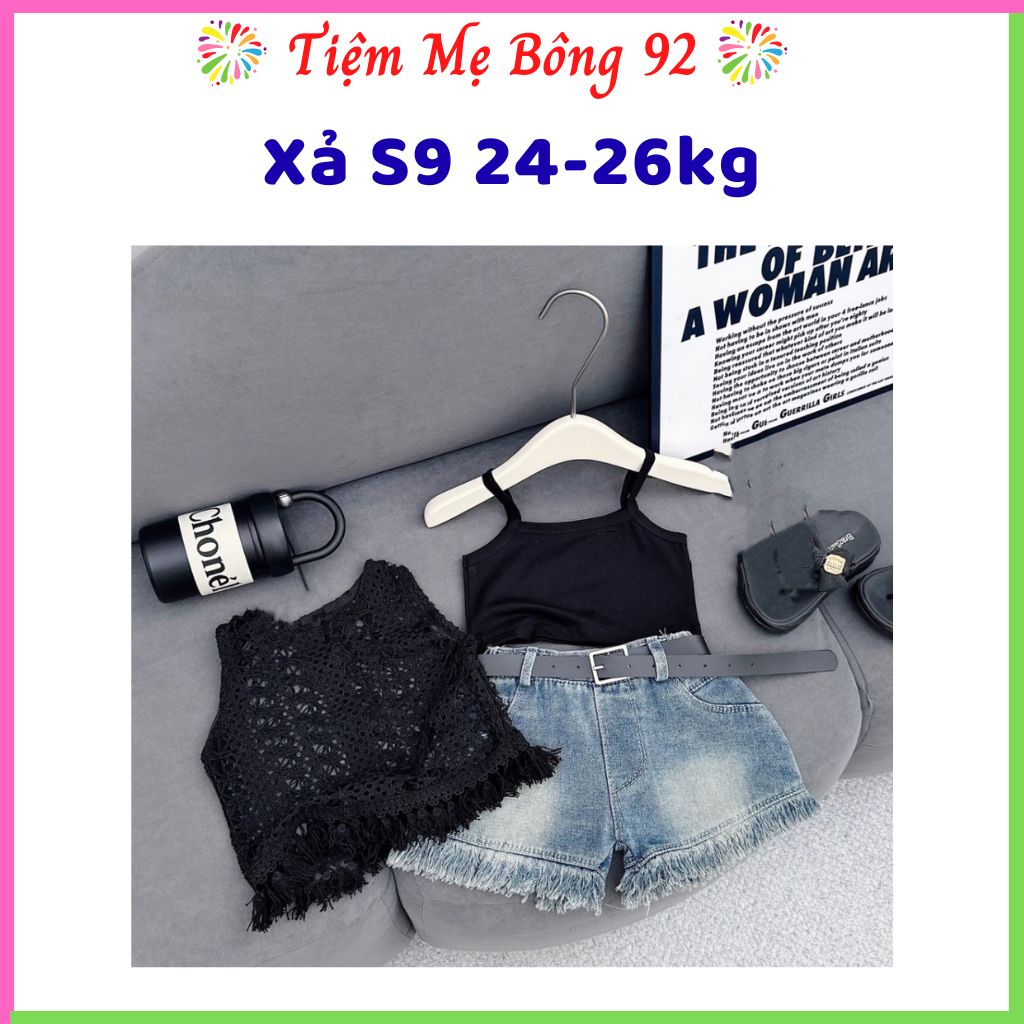 Xả S9 24-26kg: Sét 4 chi tiết áo lưới quần sooc tua rua #89k HG5