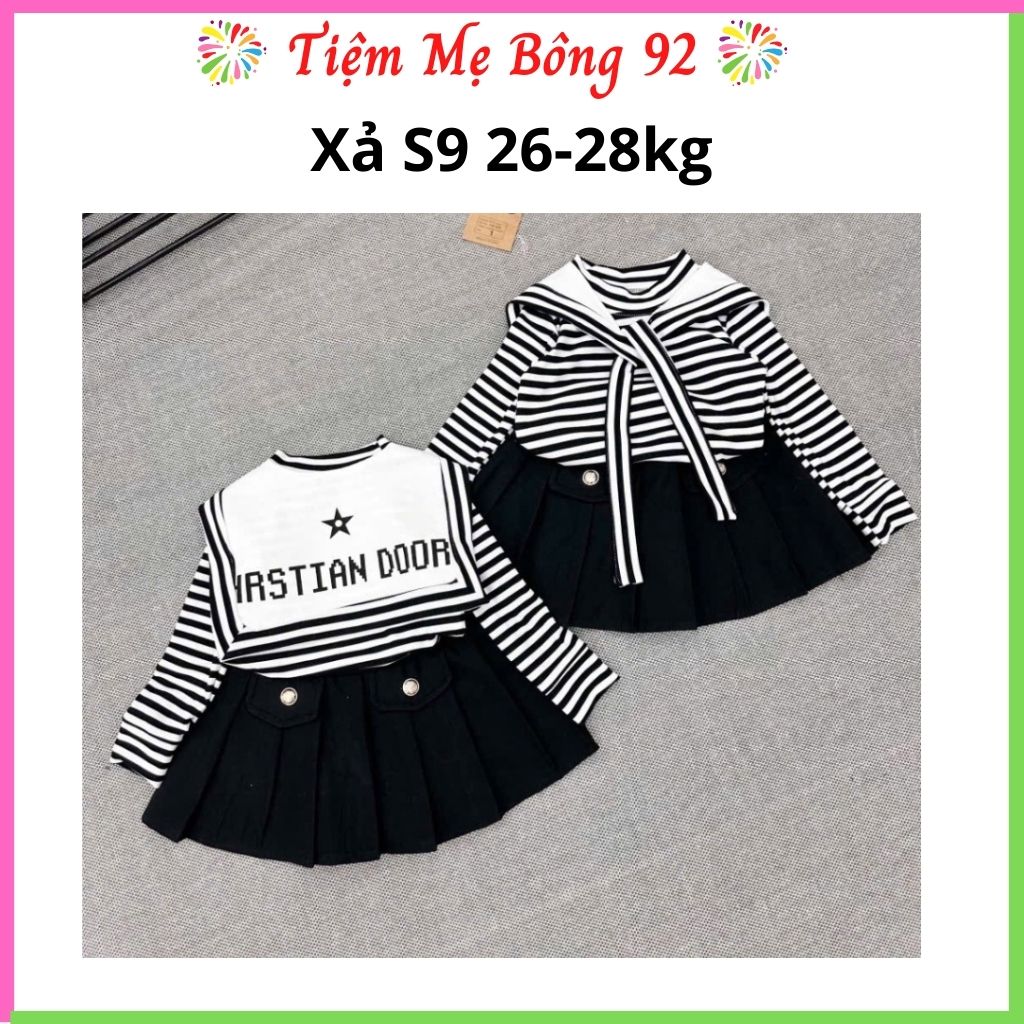 Xả S9 26-28kg : Sét áo kẻ cổ hải quân cv đen TG4