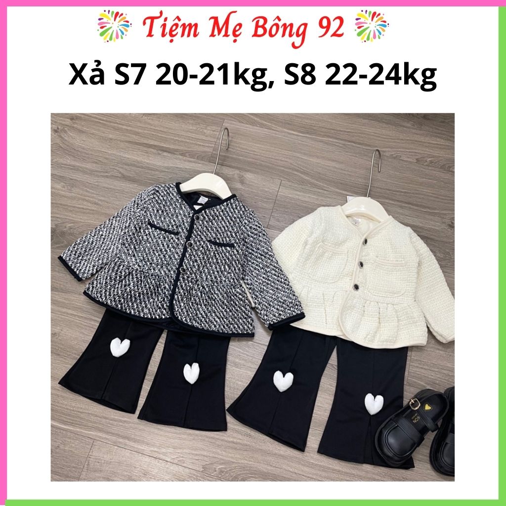 Xả: Sét áo dạ kem quần trái tim S7 20-21kg, S8 22-24kg TG8