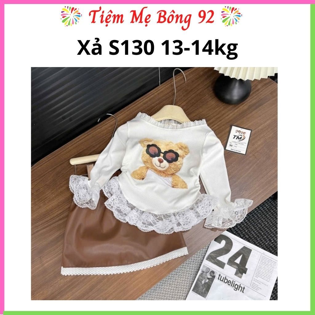 Xả : Sét áo tăm trắng viền ren cv da nâu S130 13-14kg TG8