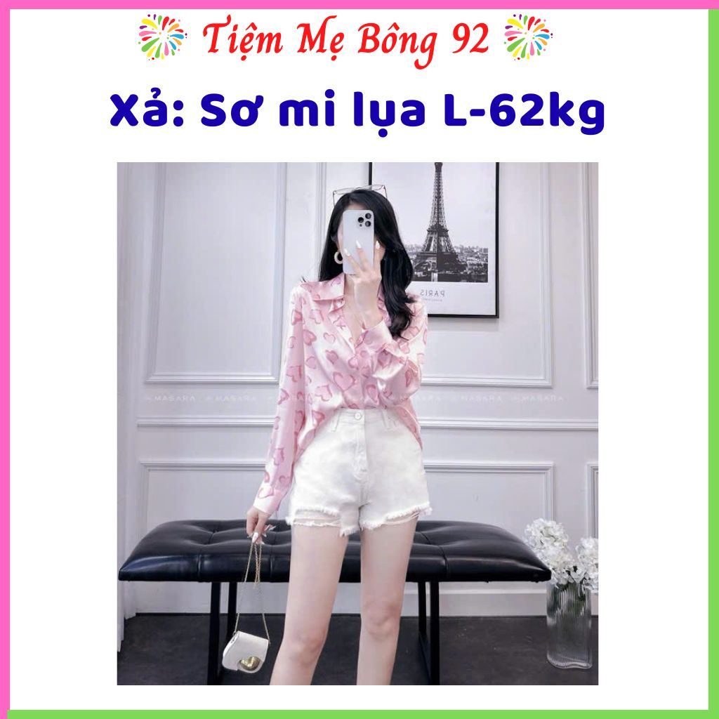 Xả: Sơ mi lụa tim L-62kg #99k HN1