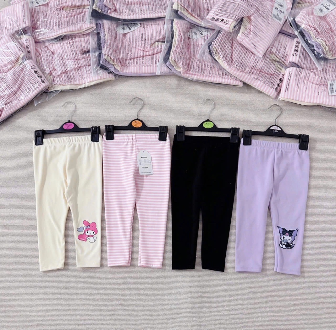 Xả VNTK S140 22-24kg: Sét 4 quần zip lông korumi bé gái TG2