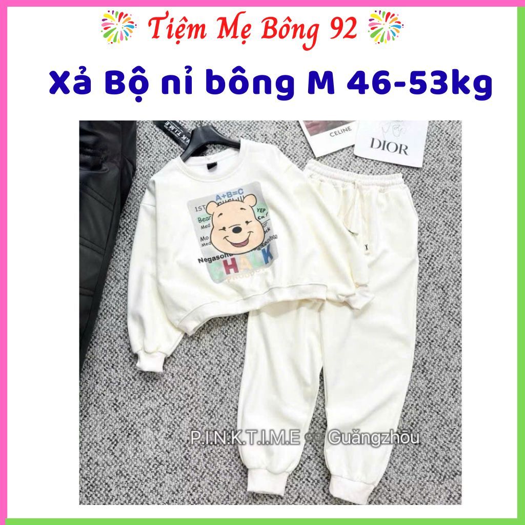 Xả VNXK M 46-53kg: Bộ nỉ bông size nhỡ bé gái TG3