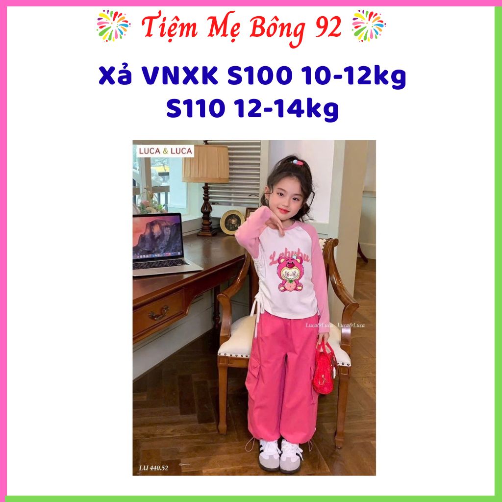 Xả VNXK S100 10-12kg,S110 12-14kg: Bộ gấu dâu quần gió túi hộp TG7