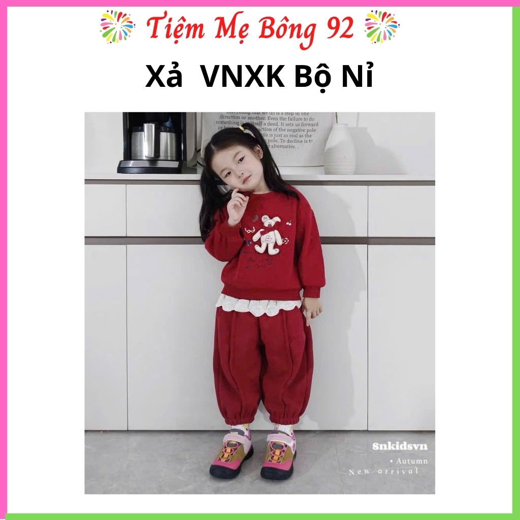 Xả VNXK: Set nỉ đỏ gấu nhồi bông bé gái TG3