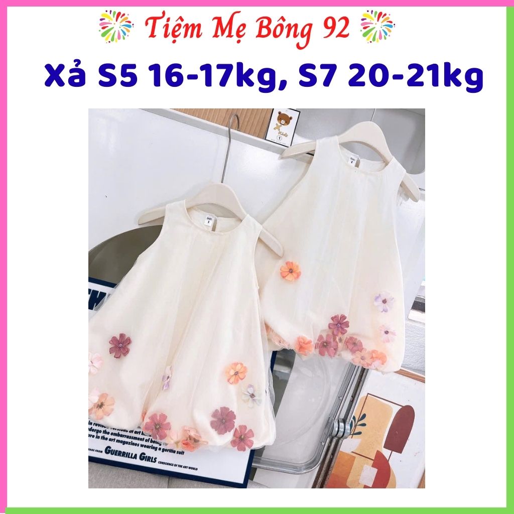 Xả S7 20-21kg : Váy bồng bí kem hoa rời HG4