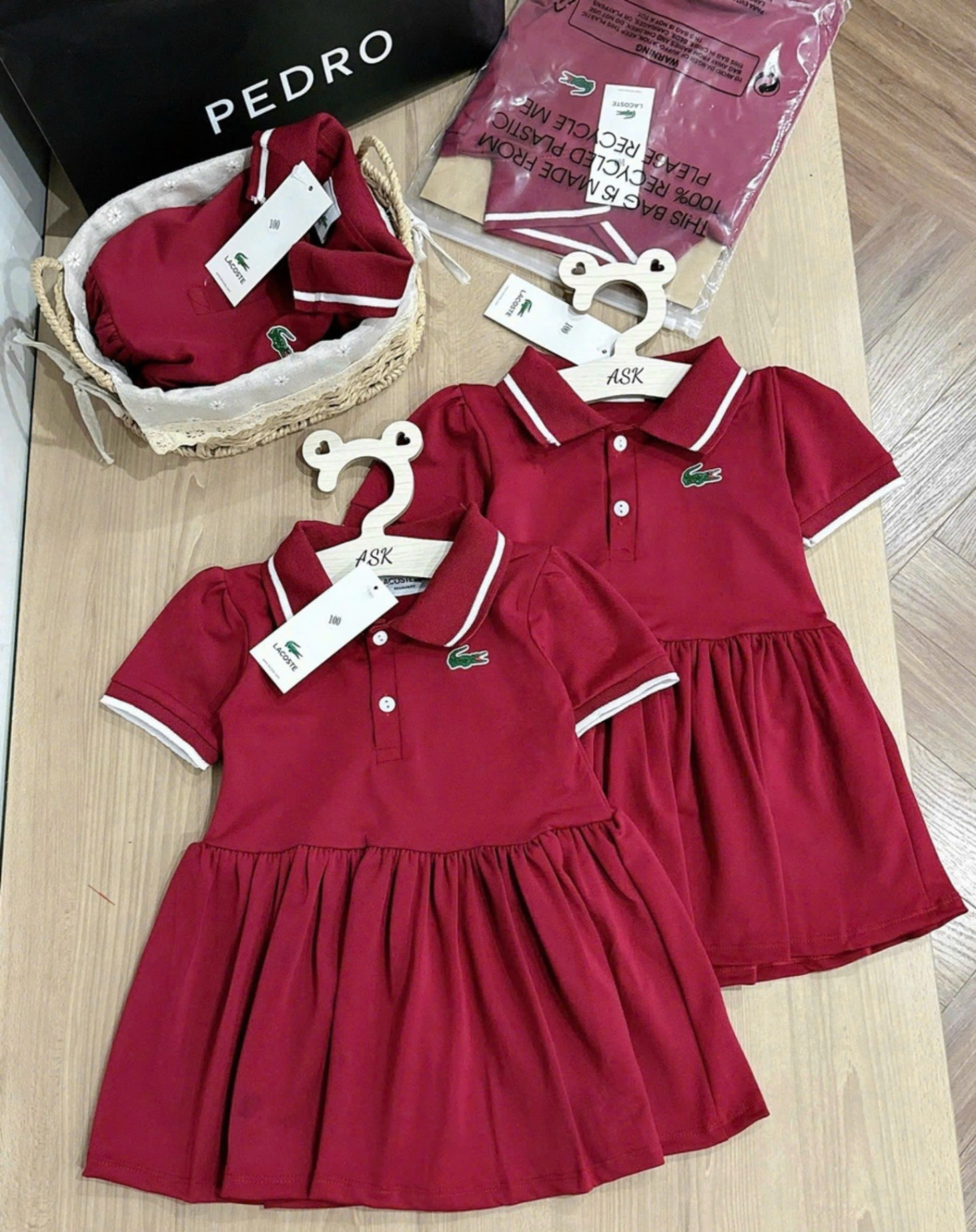 Xả S100 10-12kg: Váy polo đỏ mùa hè bé gái VNXK HG2