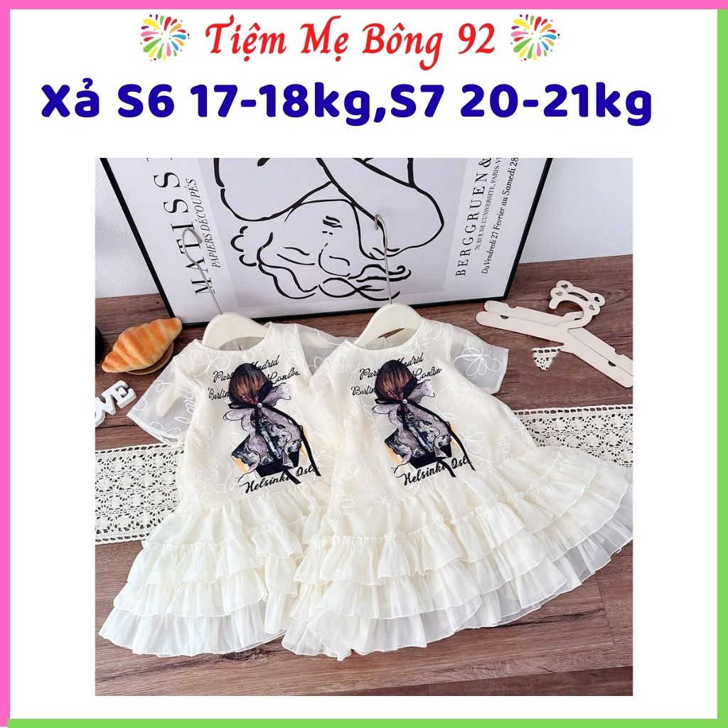 Xả S7 20-21kg: Váy tầng kem hình bé gái HG4