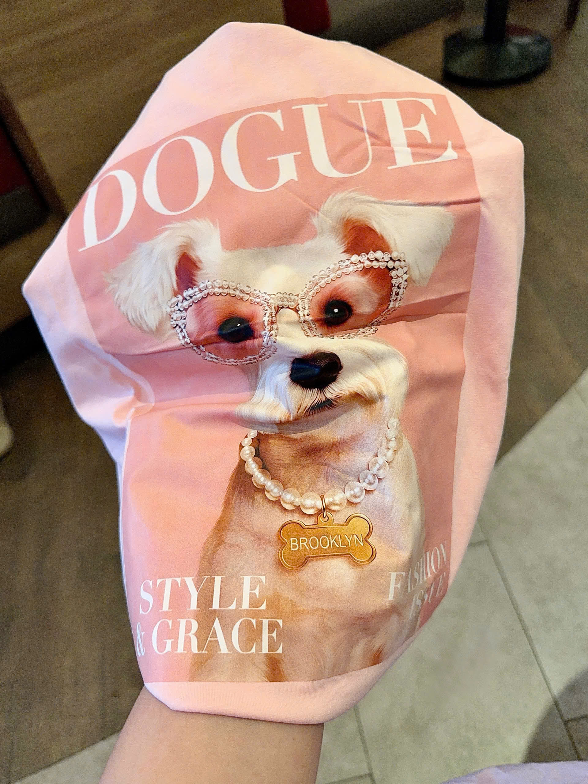 Sét áo cotton hồng DOGUE quần kem nữ