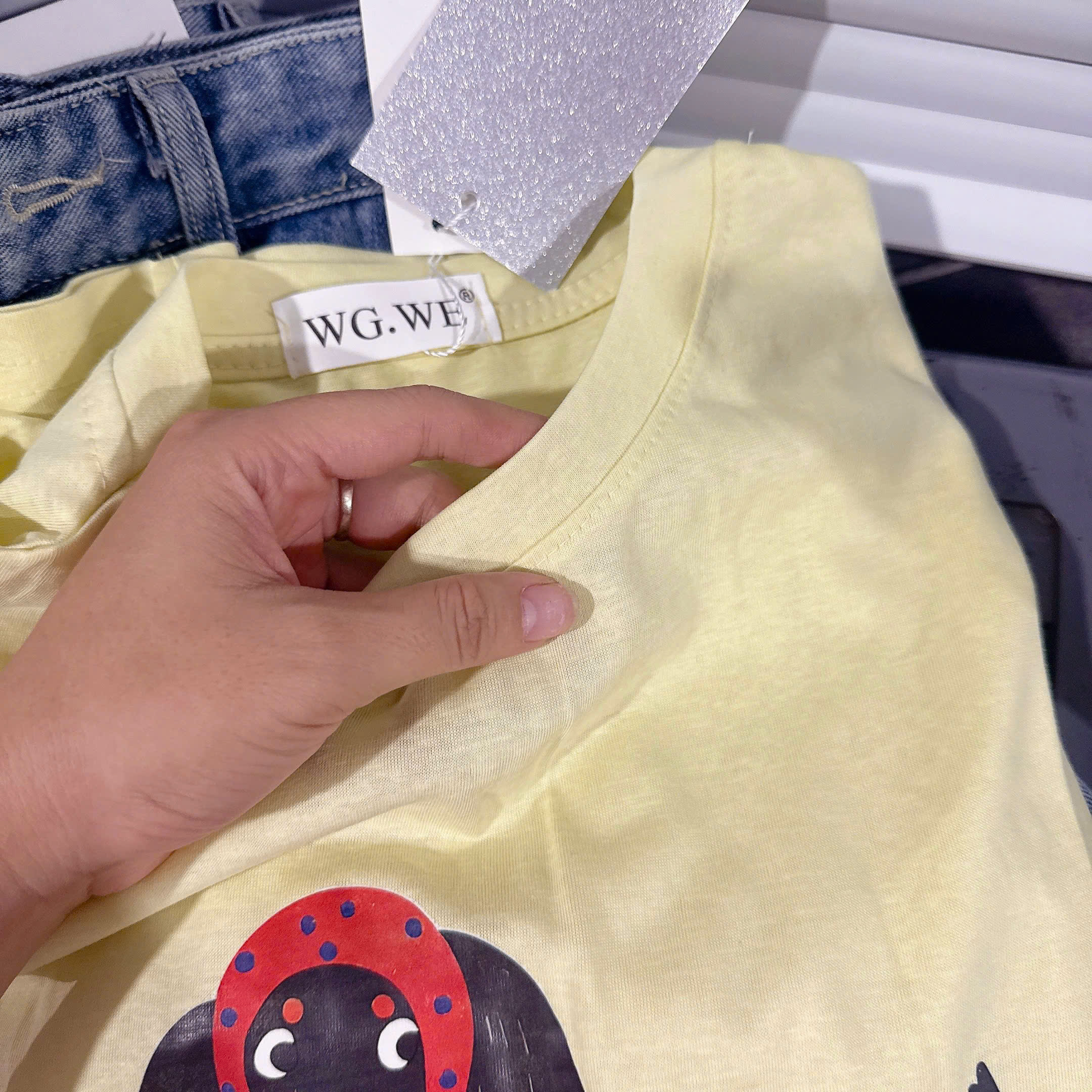 Sét áo cotton vàng quần jean ngố nữ BN2
