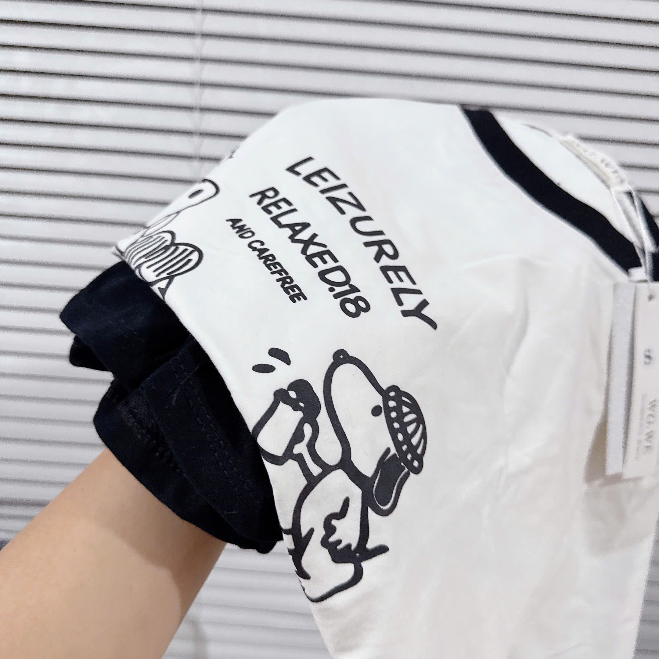 Sét áo cotton trắng in hình cún quần bèo gấu nữ BN1