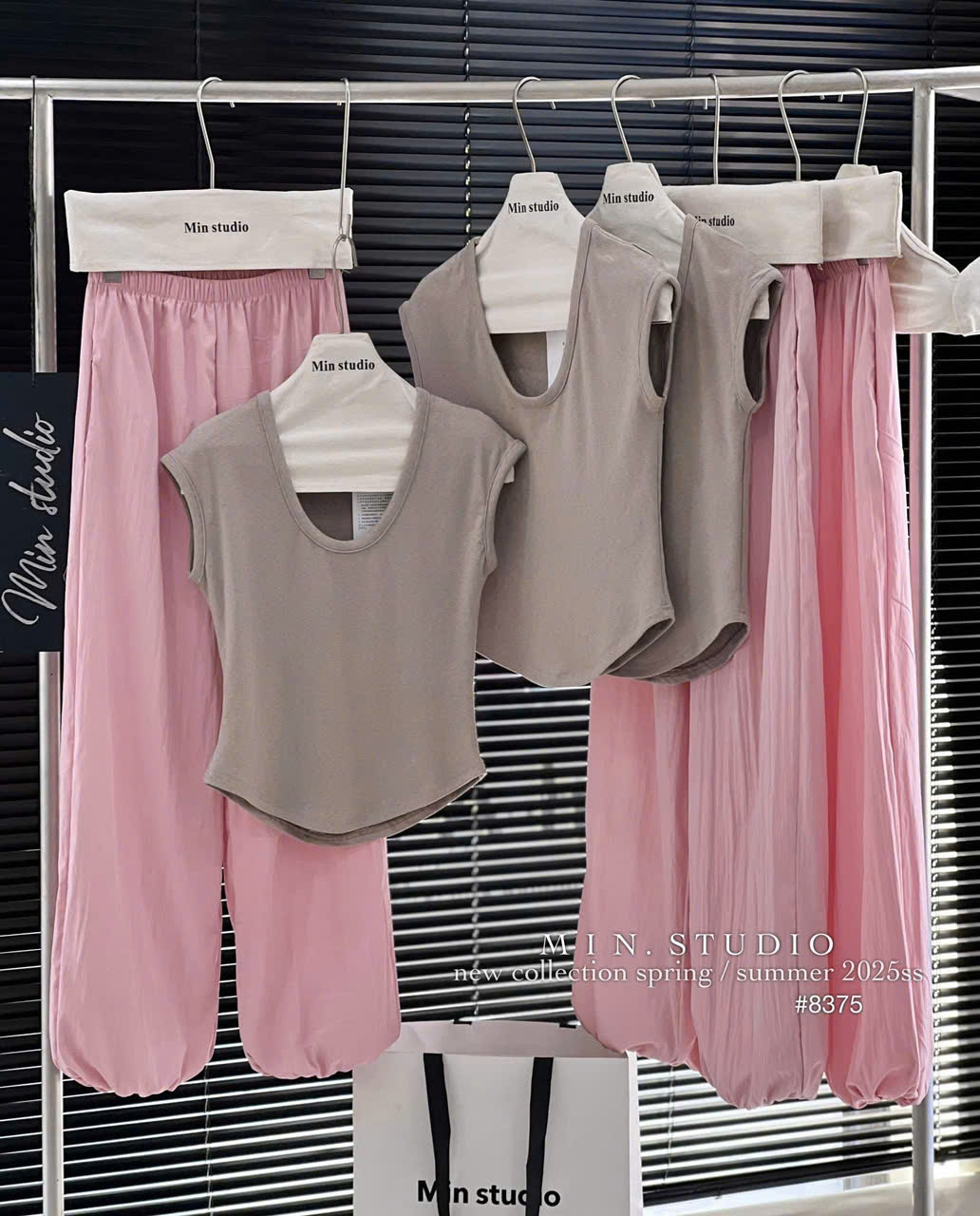 Sét áo cotton quần gió hồng nữ S 40-47kg BN2