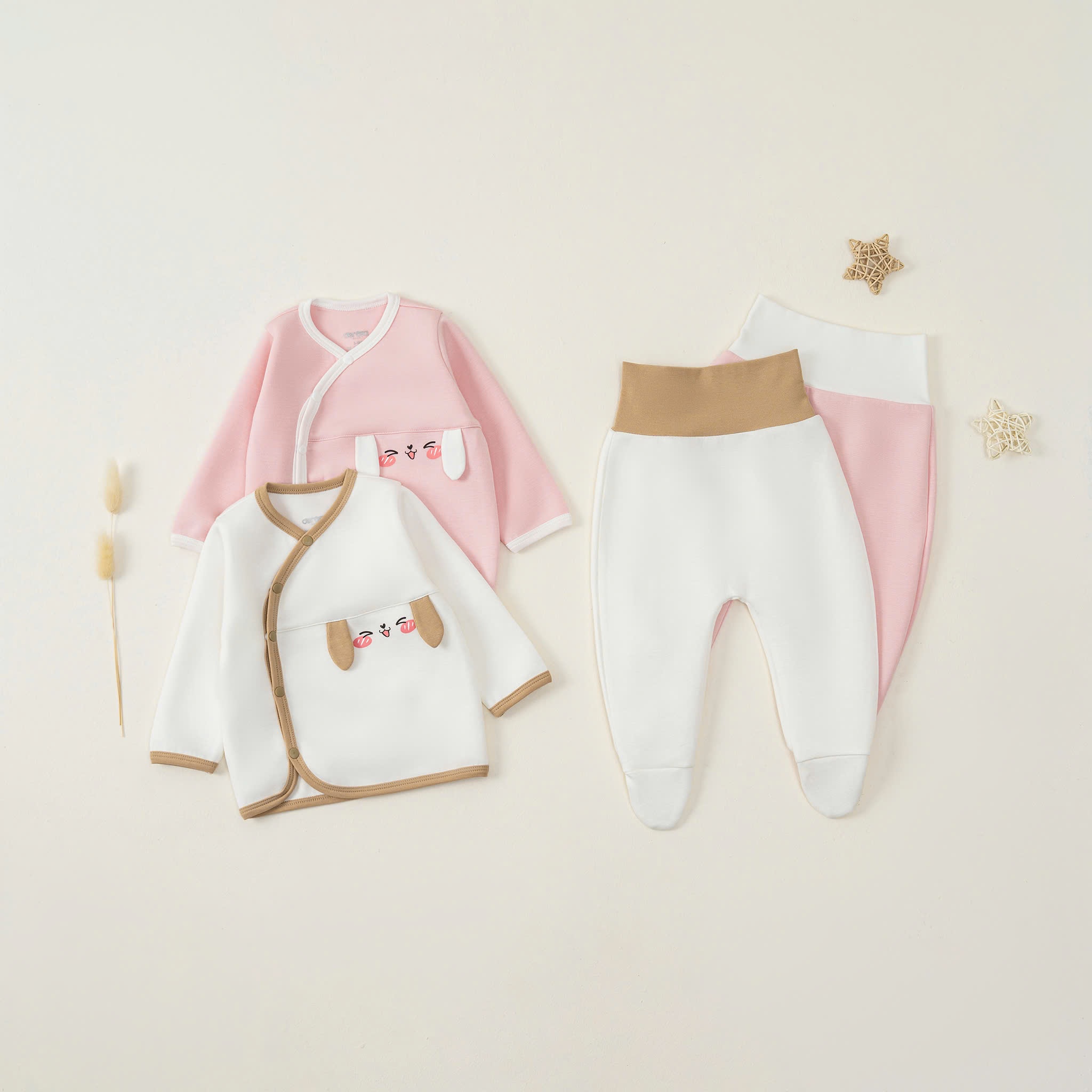 Bộ SS cài lệch DT BG (0-6M) Hồng