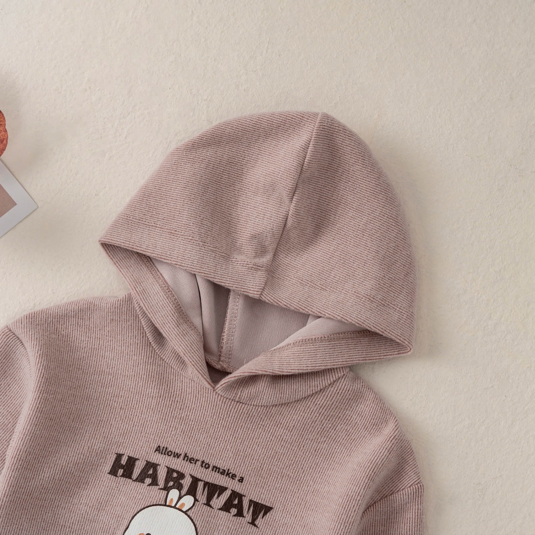 DWB25-3910B (9-36M)Bộ len lông thỏ Hoodie BG Hồng