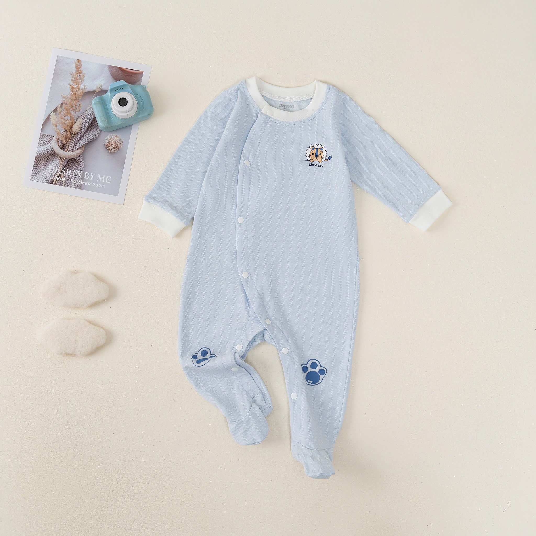 Body cài lệch dài tay BT (0-6M) Nâu