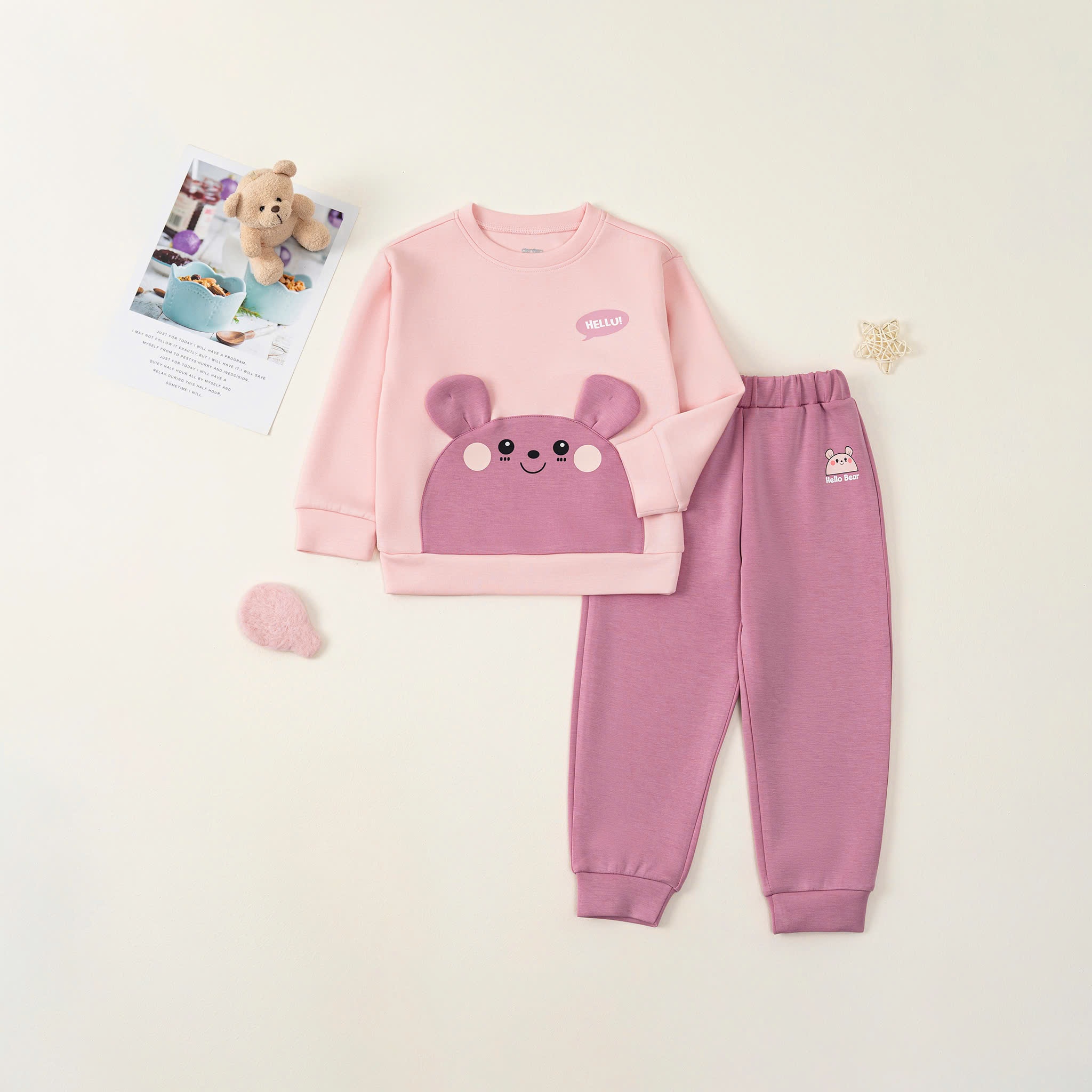 Bộ Thu Đông BG tai gấu (1-4Y) Trắng