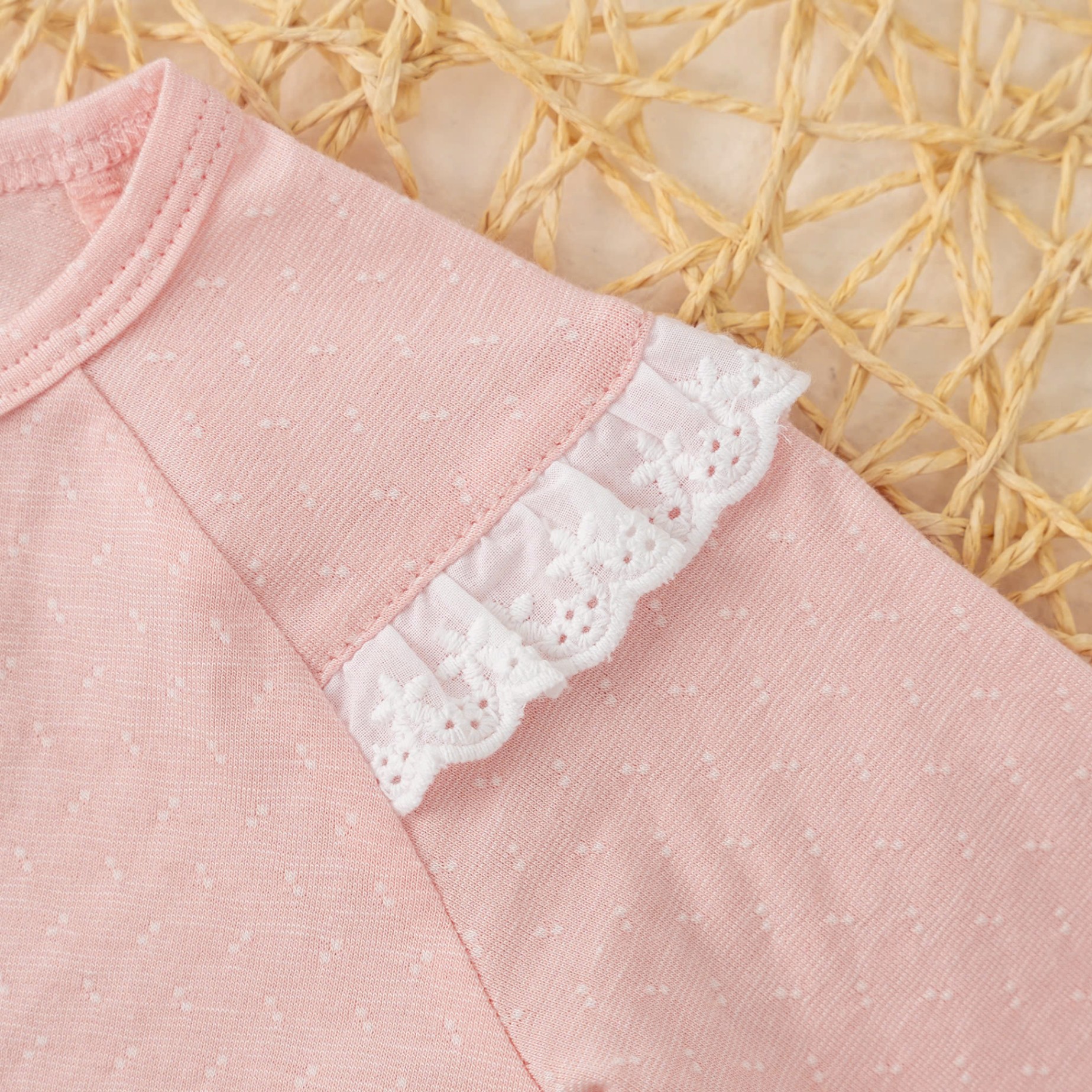 Bộ SS cài giữa phối ren vai BG (0-6M) Hồng