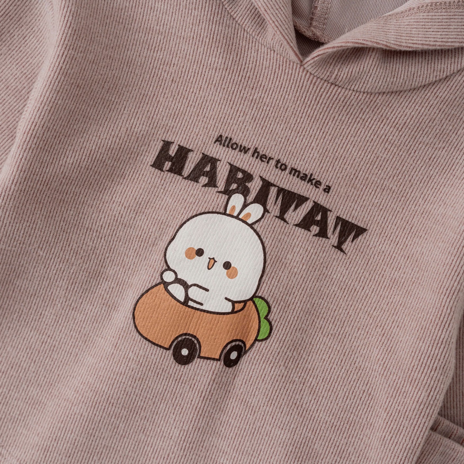 DWB25-3910B (9-36M)Bộ len lông thỏ Hoodie BG Hồng