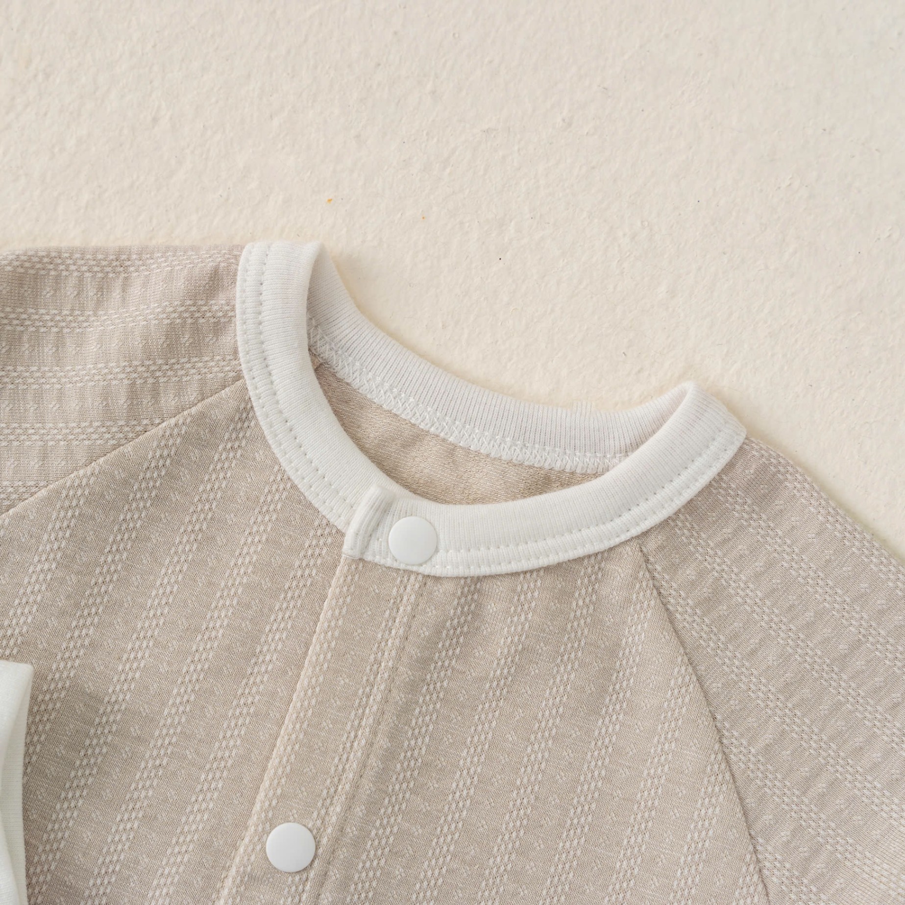 Bộ SS cài giữa dài tay kẻ (0-6M) Nâu