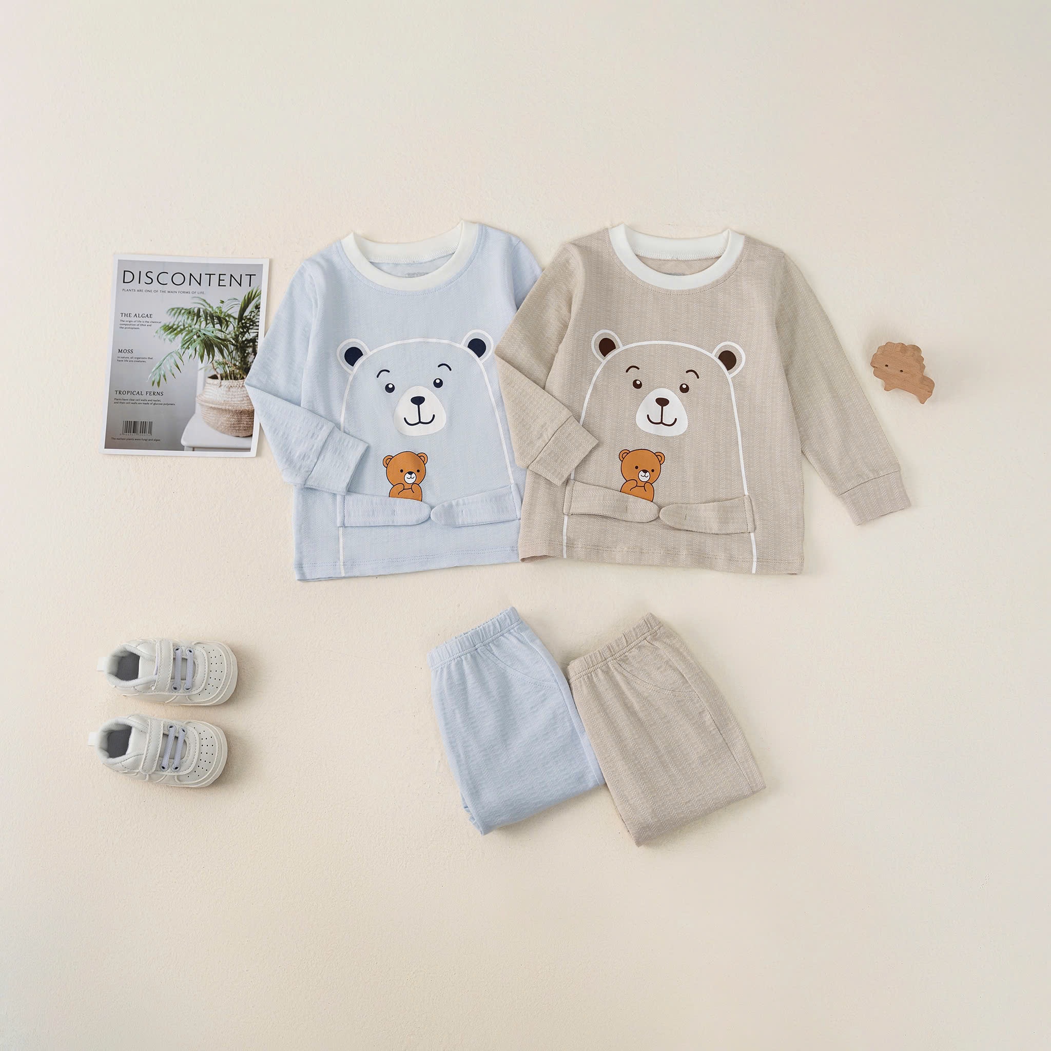 Bộ dài tay BT màu kẻ (6-24M) Nâu