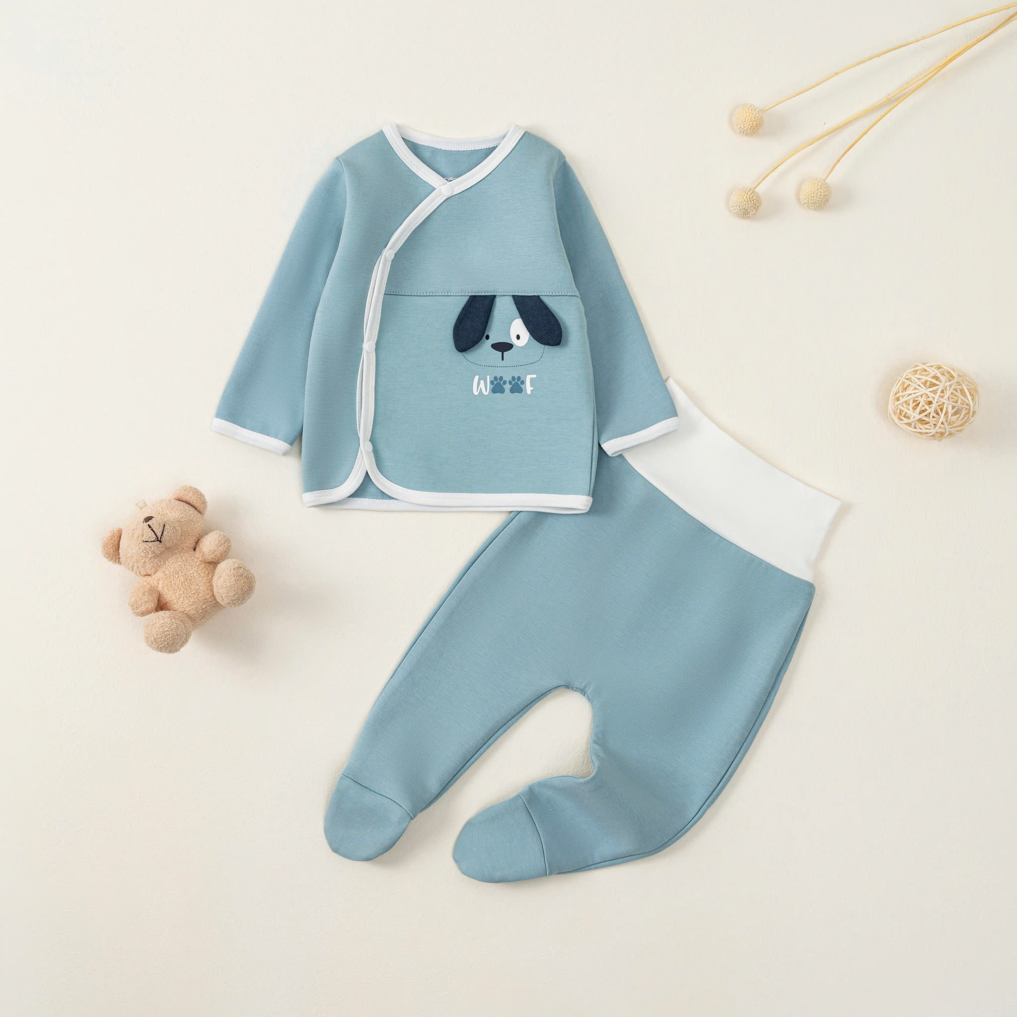 Bộ SS cài lệch DT BT (0-6M) Nâu