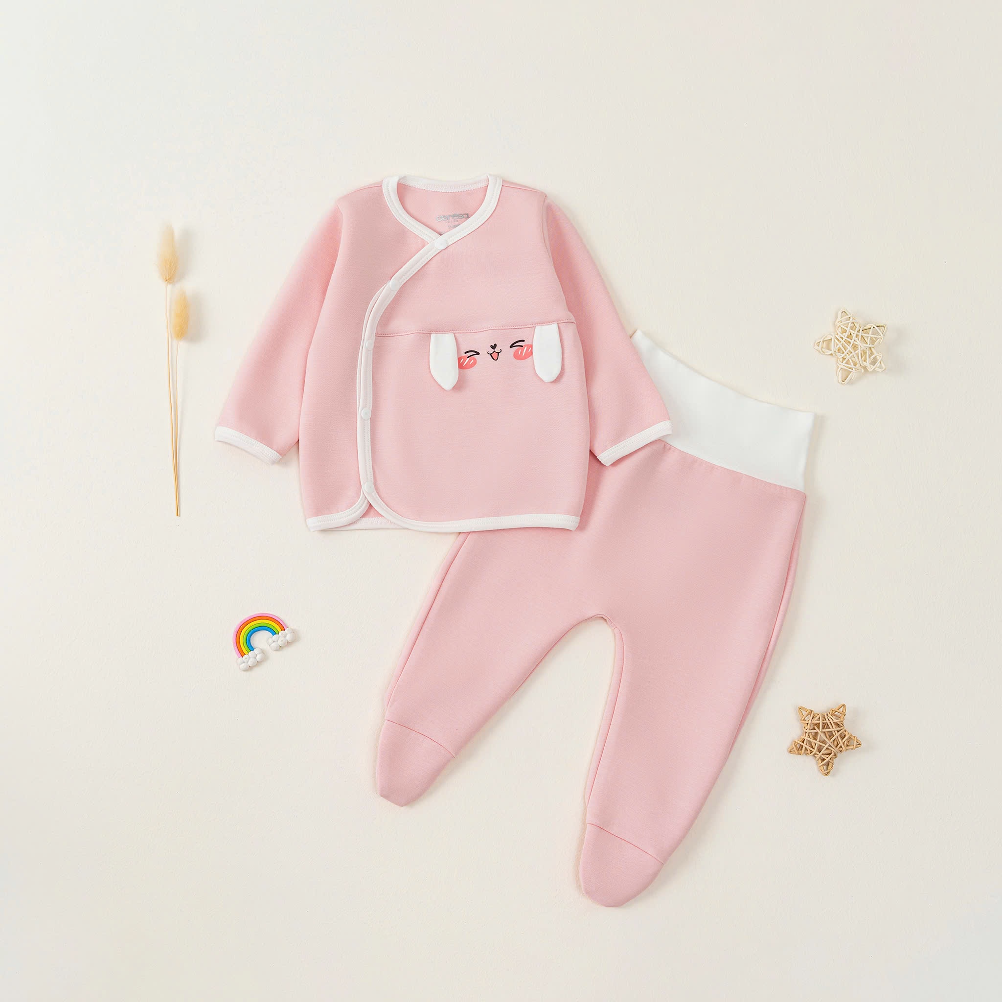 Bộ SS cài lệch DT BG (0-6M) Hồng
