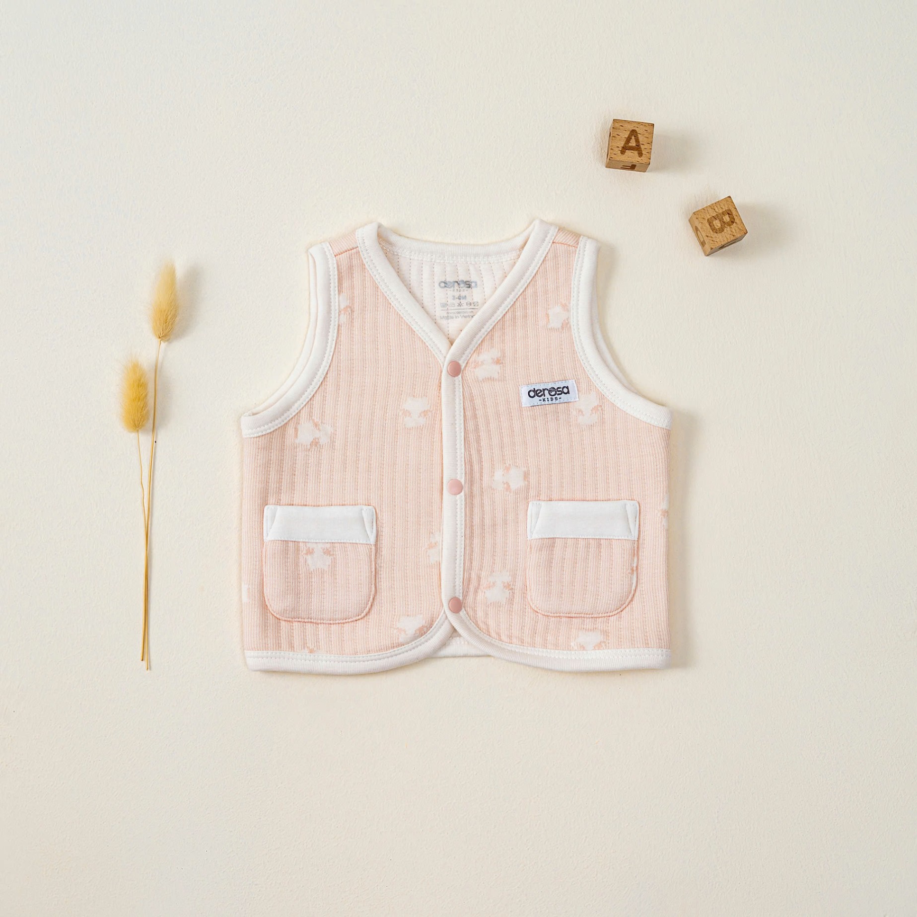 Áo Gile SS trần bông (0-12M) Hồng