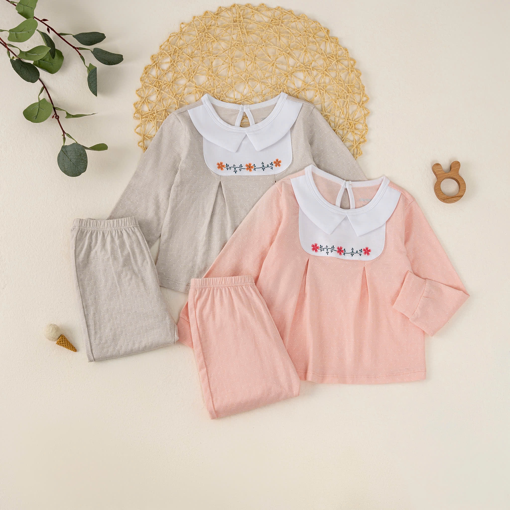 Bộ dài tay cổ sen BG (6-36M) Be