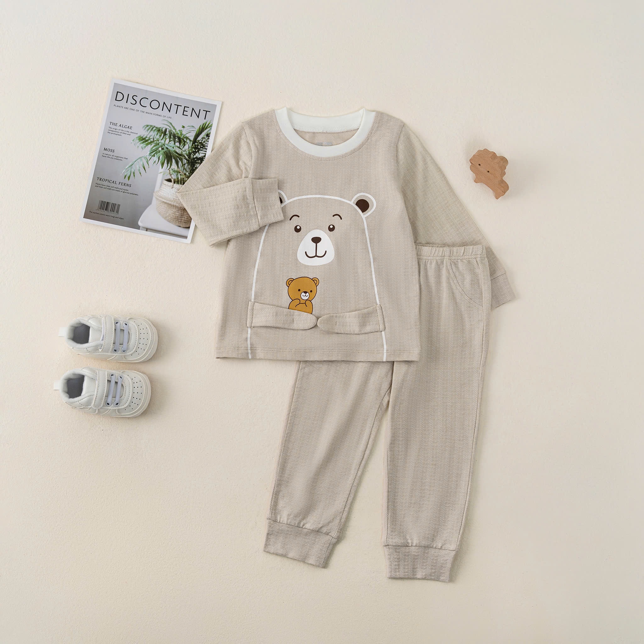 Bộ dài tay BT màu kẻ (6-24M) Nâu