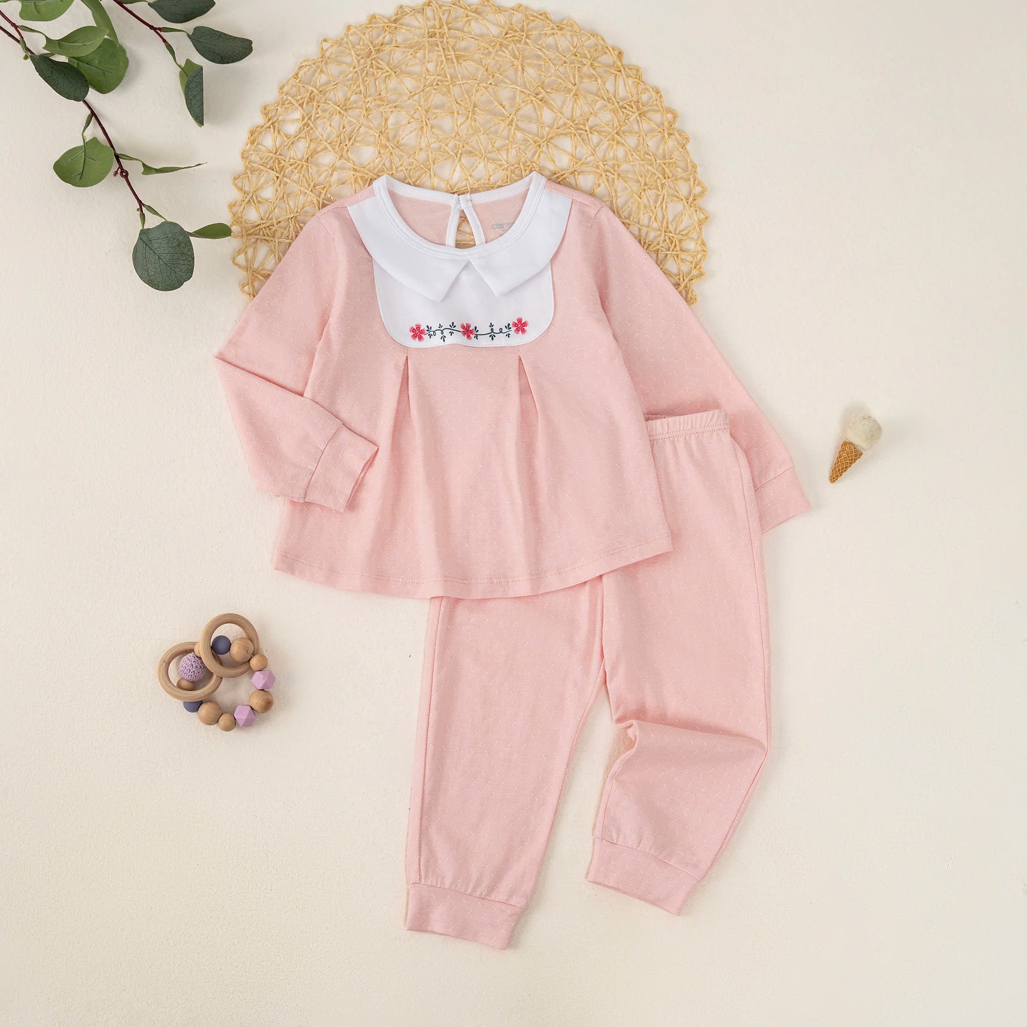 Bộ dài tay cổ sen BG (6-36M) Be