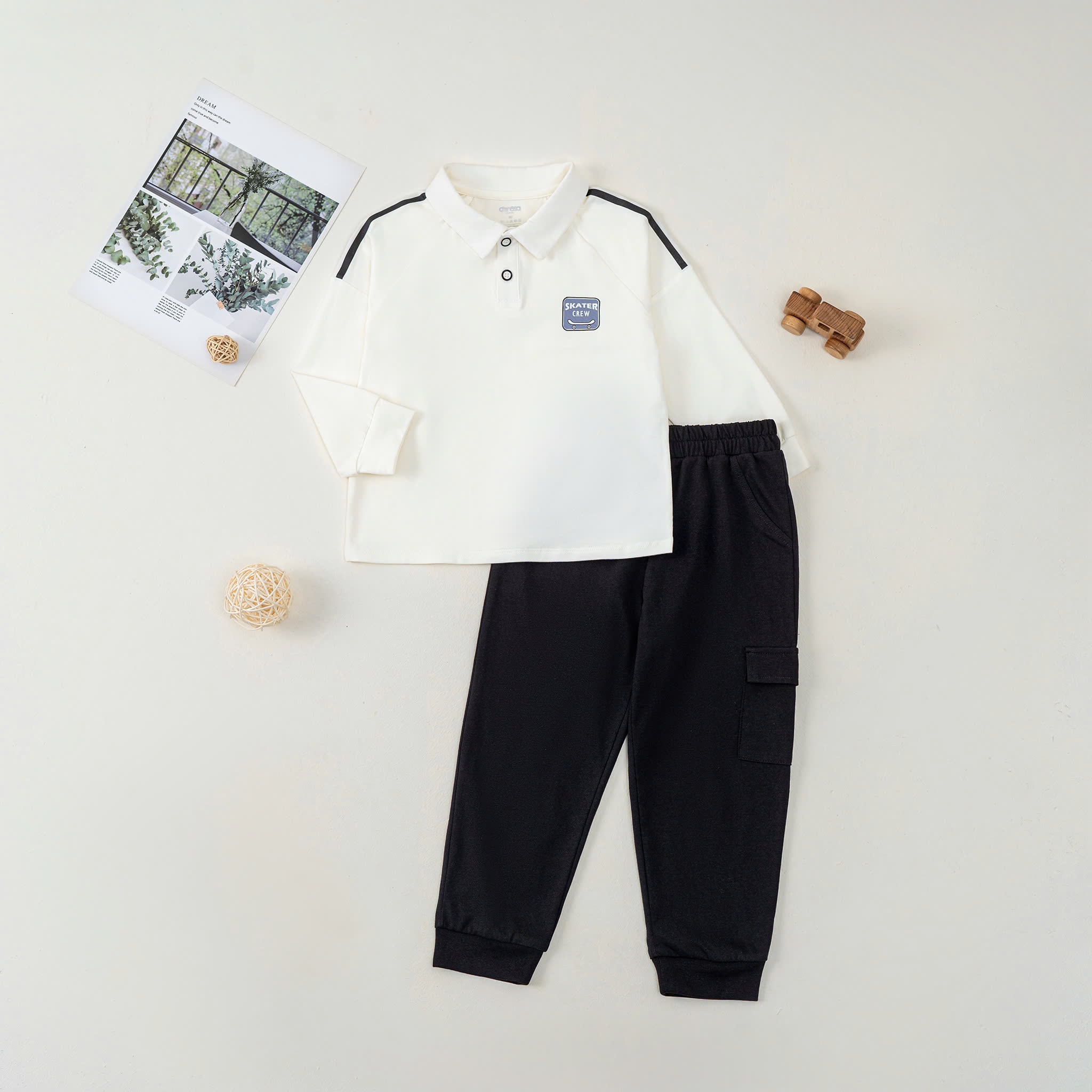 Bộ áo polo DT BT (1-4Y) Ghi