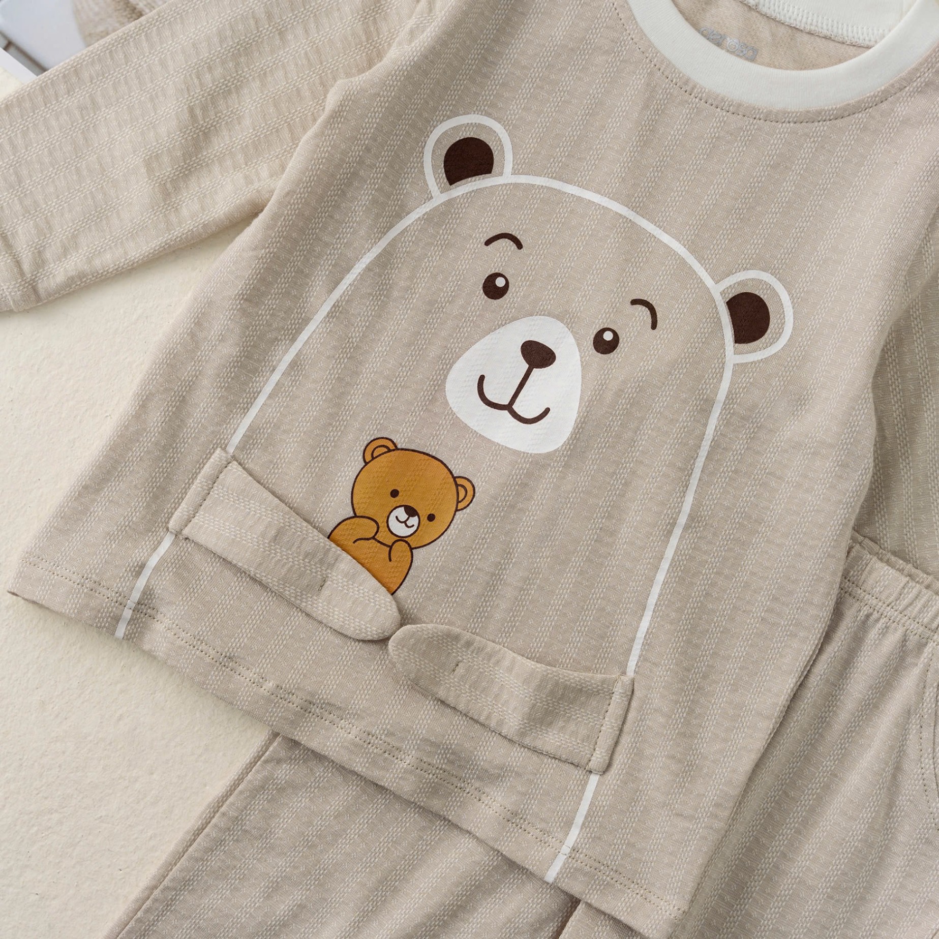 Bộ dài tay BT màu kẻ (6-24M) Nâu