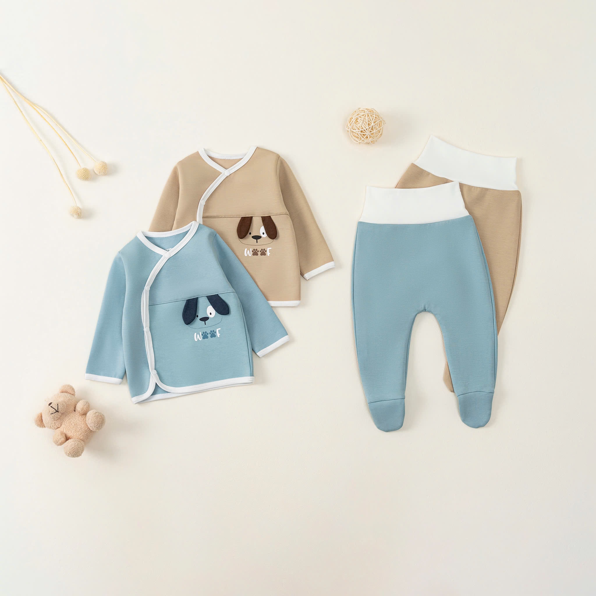Bộ SS cài lệch DT BT (0-6M) Nâu