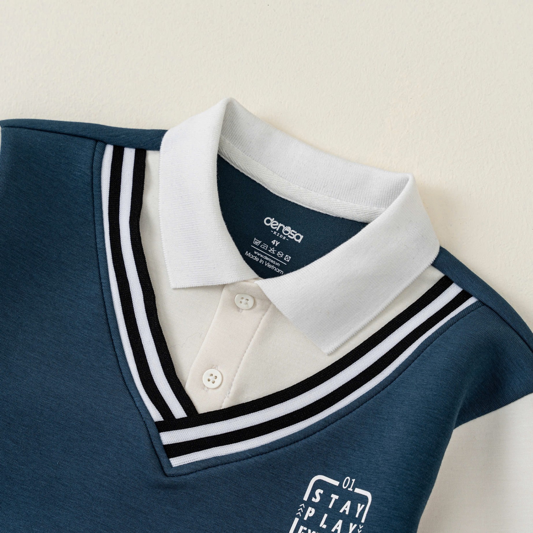 Bộ Thu Đông BT cổ Polo(1-4Y) DWB25-3909 Xanh cổ vịt