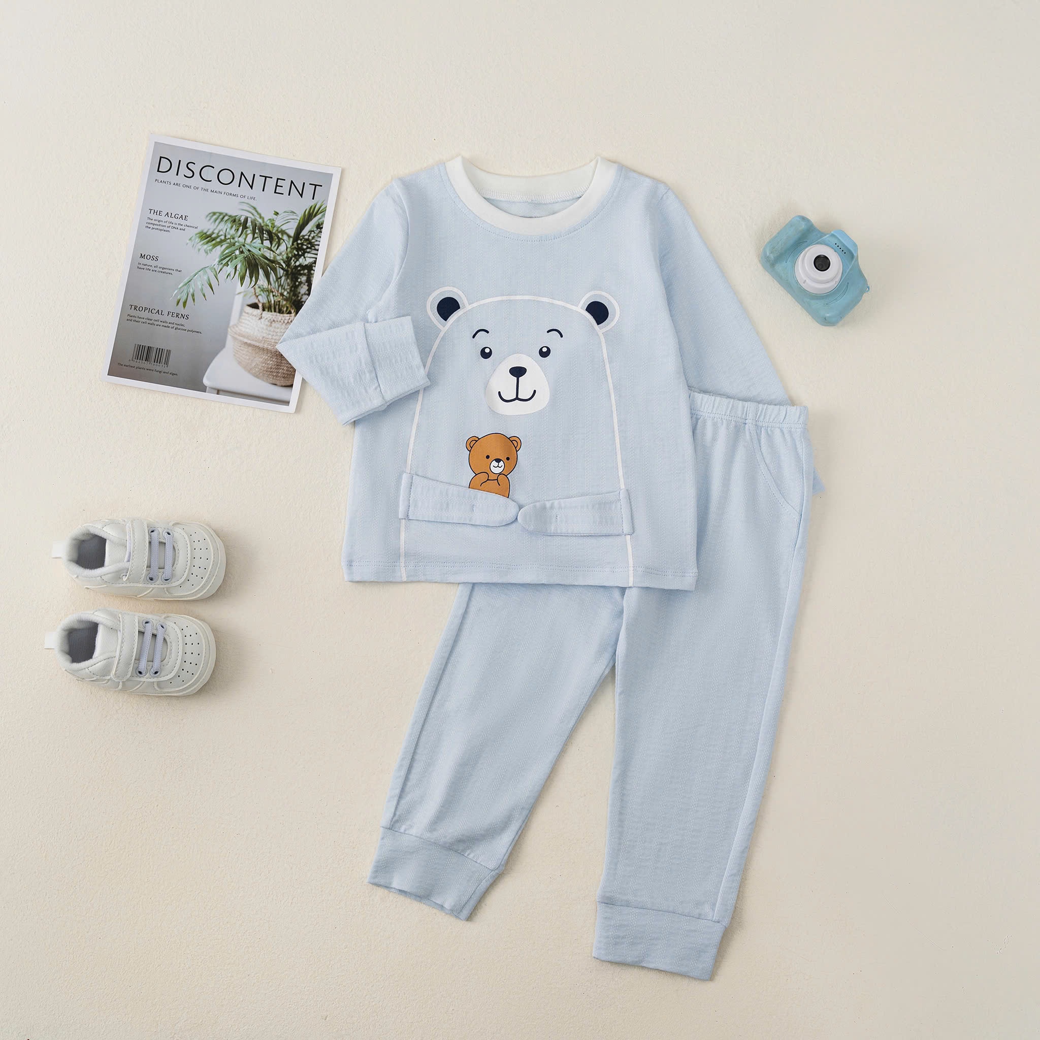 Bộ dài tay BT màu kẻ (6-24M) Nâu