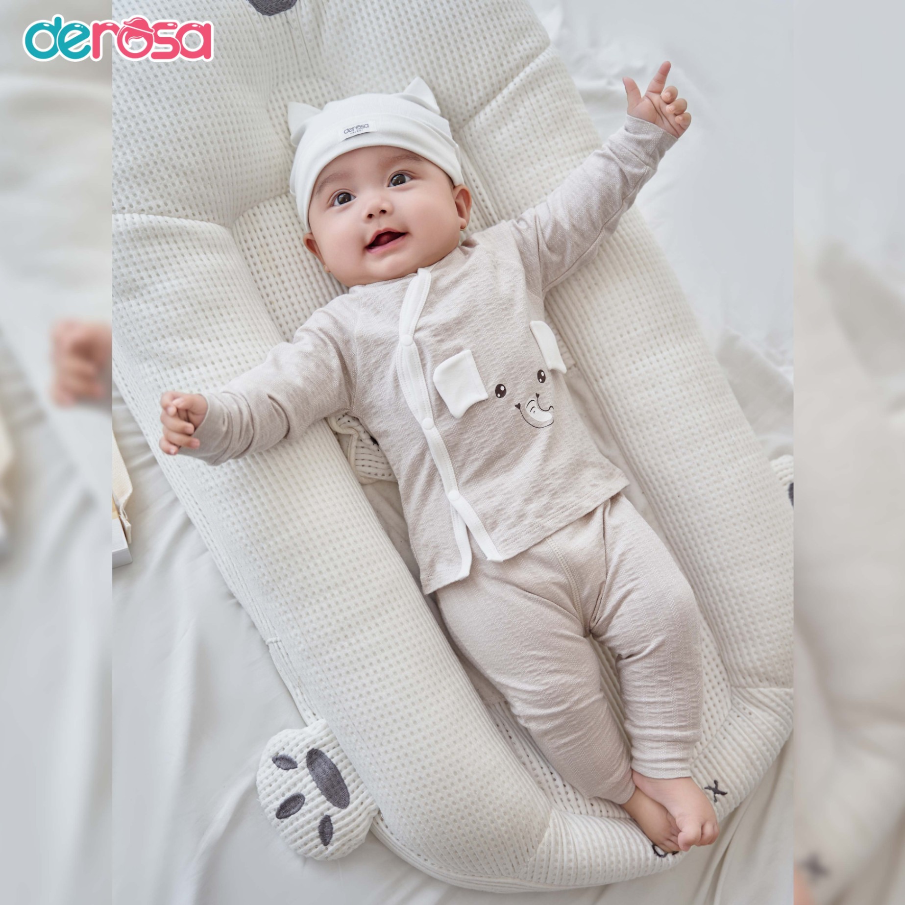 Bộ SS cài lệch dài tay (0-6M) Nâu