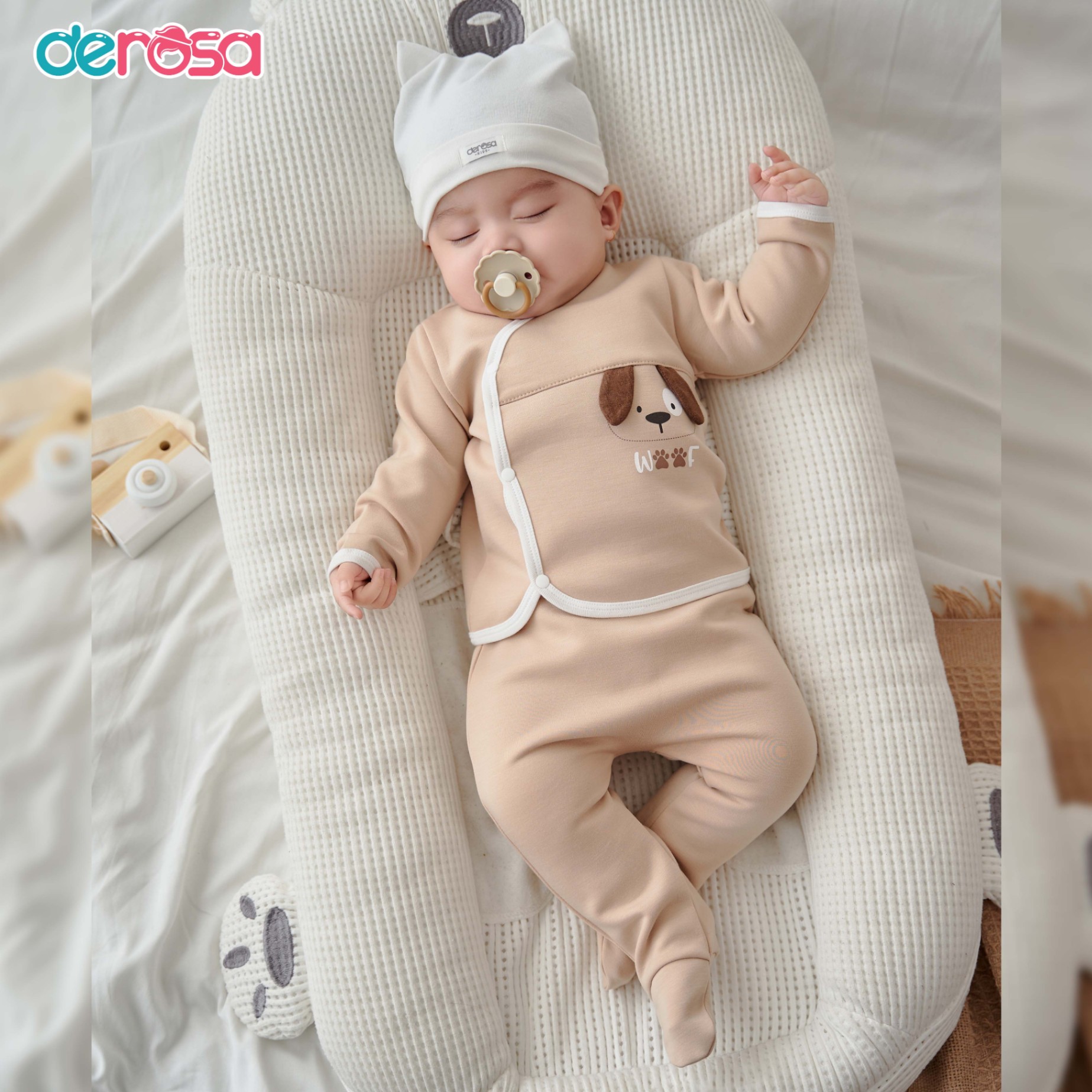 Bộ SS cài lệch DT BT (0-6M) Nâu