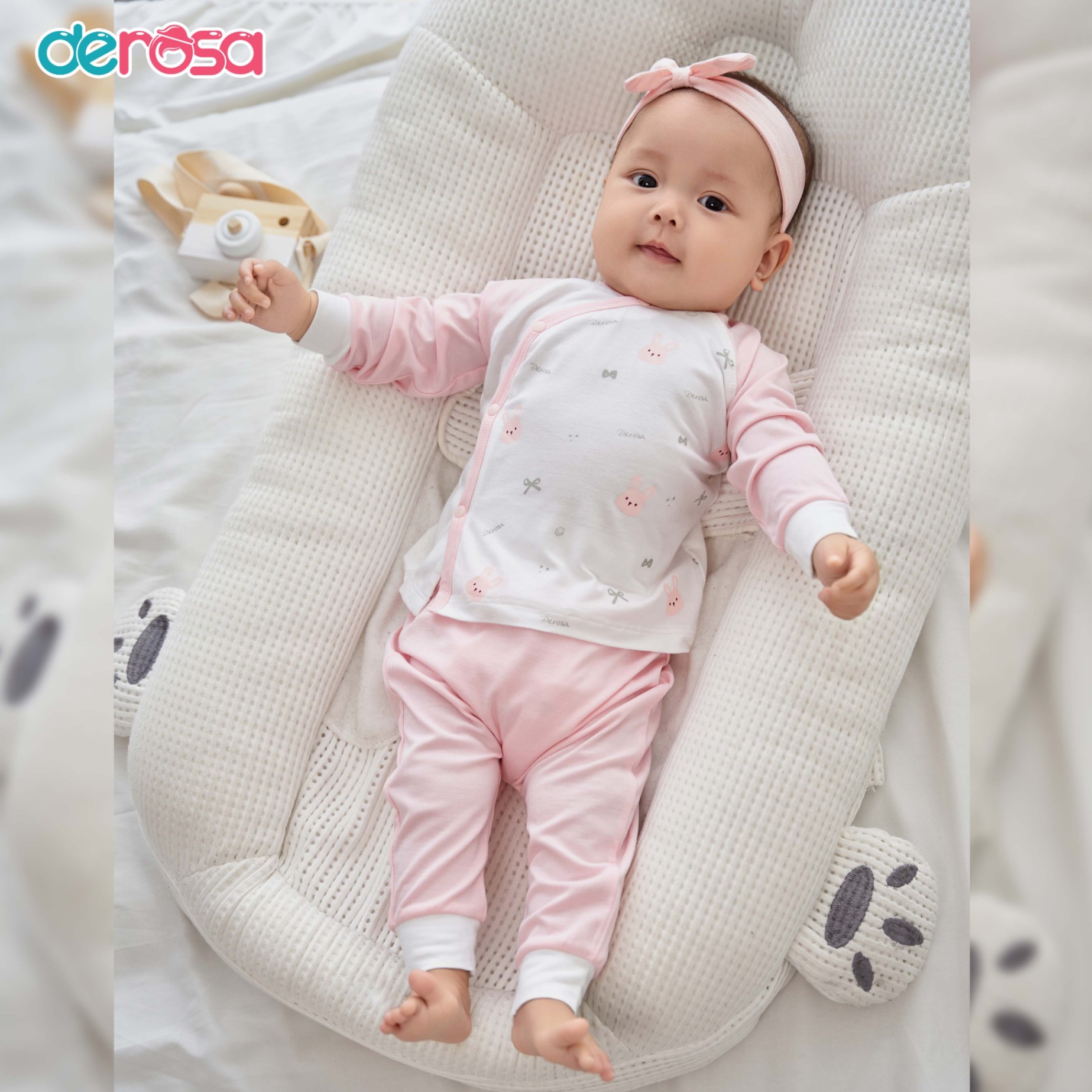 Bộ SS cài lệch BG (0-6M) Hồng san hô
