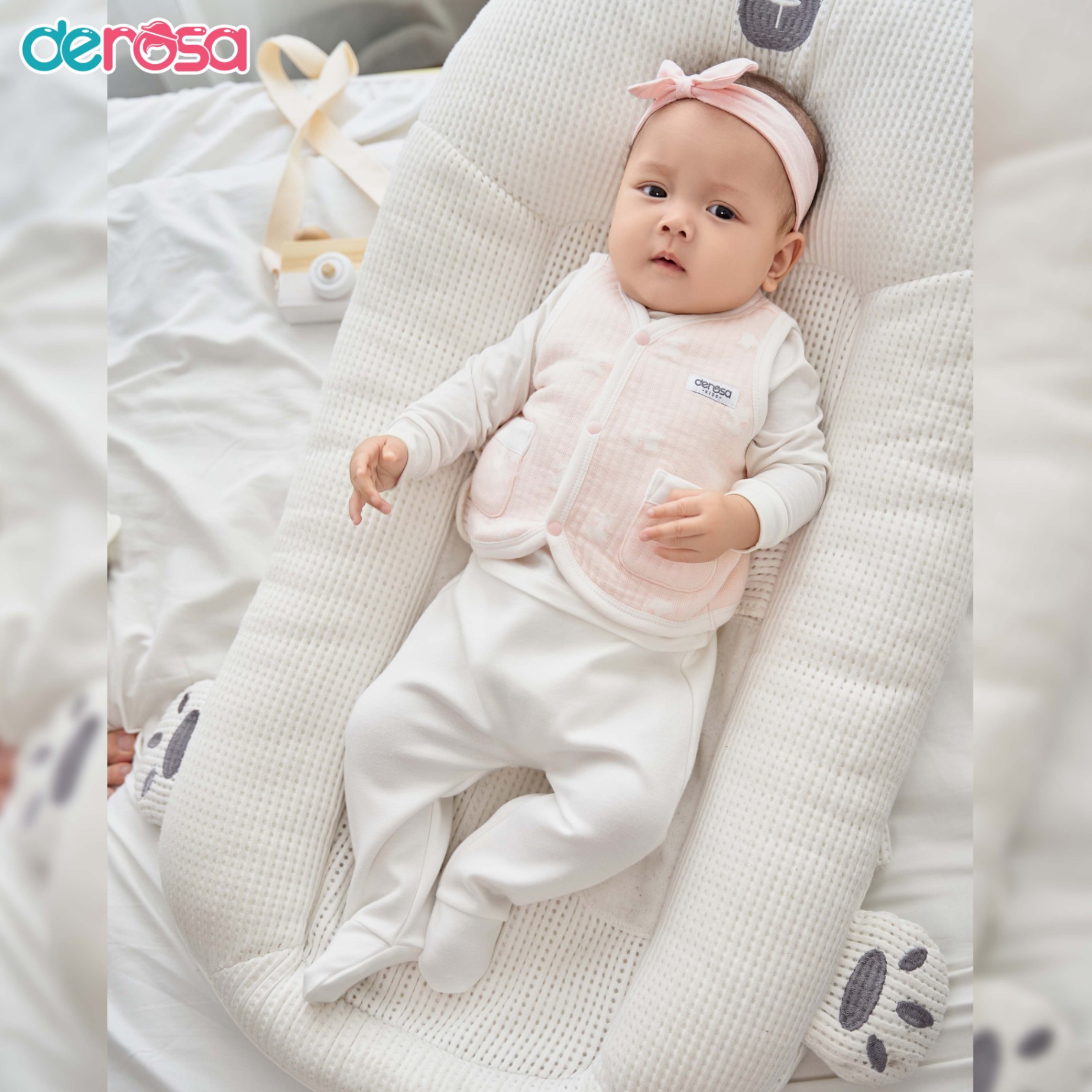 Áo Gile SS trần bông (0-12M) Hồng