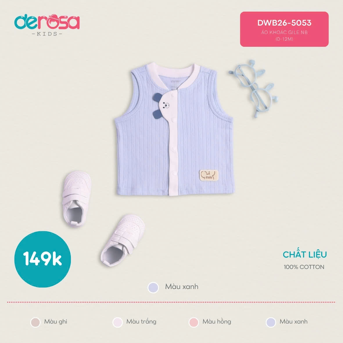ÁO KHOÁC GILE NB (0-12M) - TRẮNG