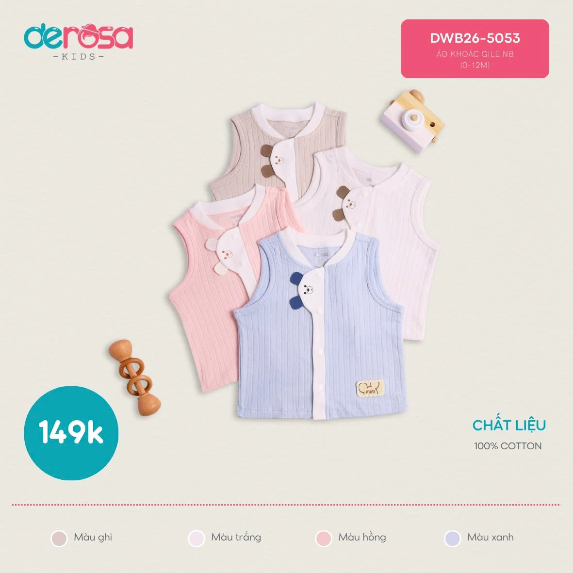 ÁO KHOÁC GILE NB (0-12M) - TRẮNG