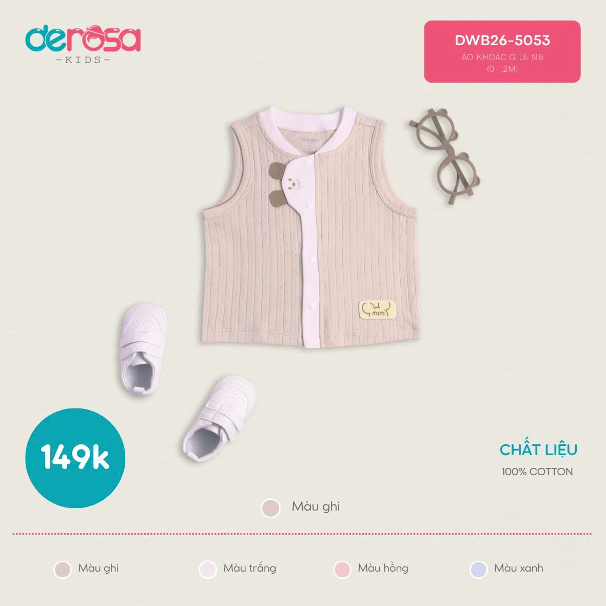 ÁO KHOÁC GILE NB (0-12M) - TRẮNG