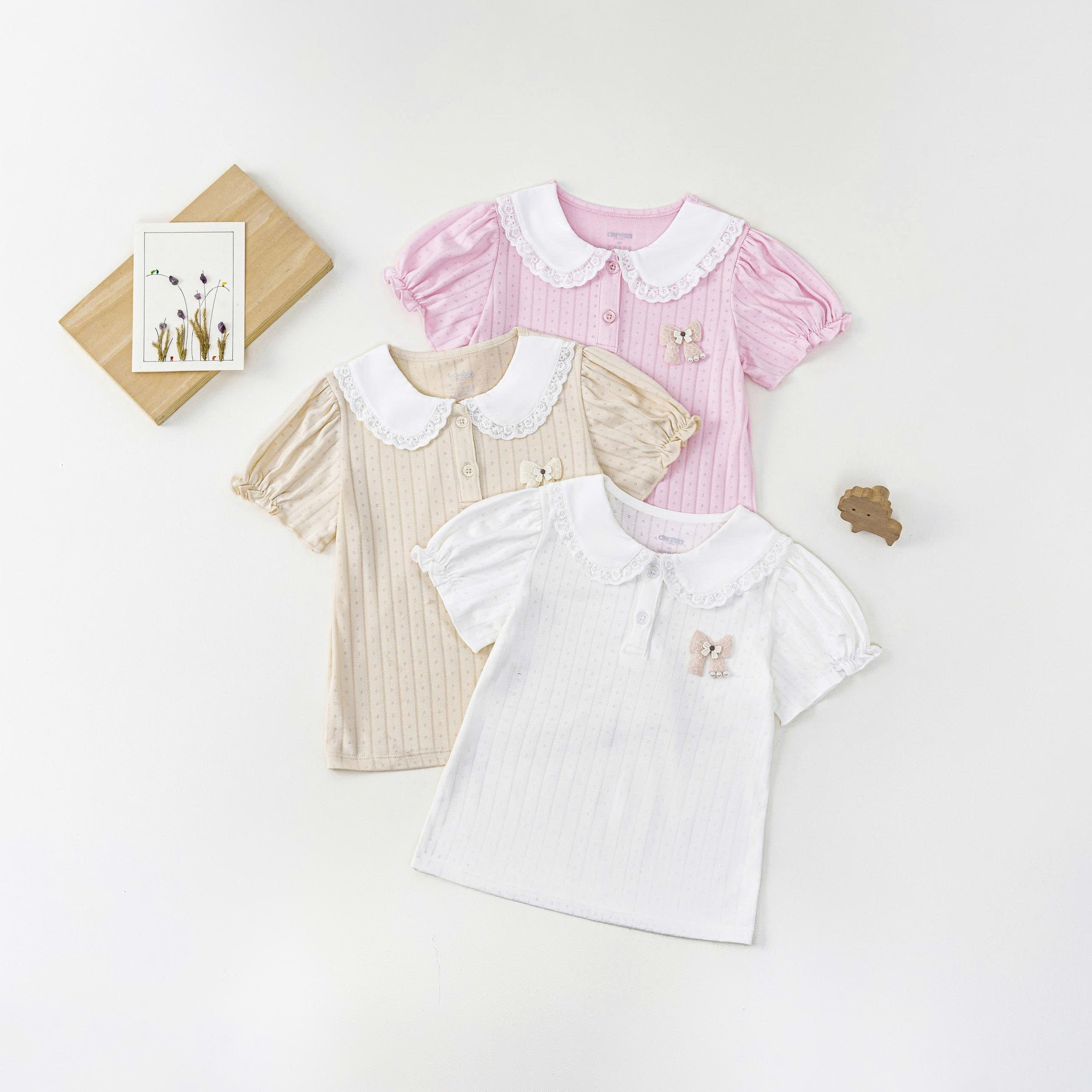 Áo CT cổ sen BG (1-4Y) - Kem