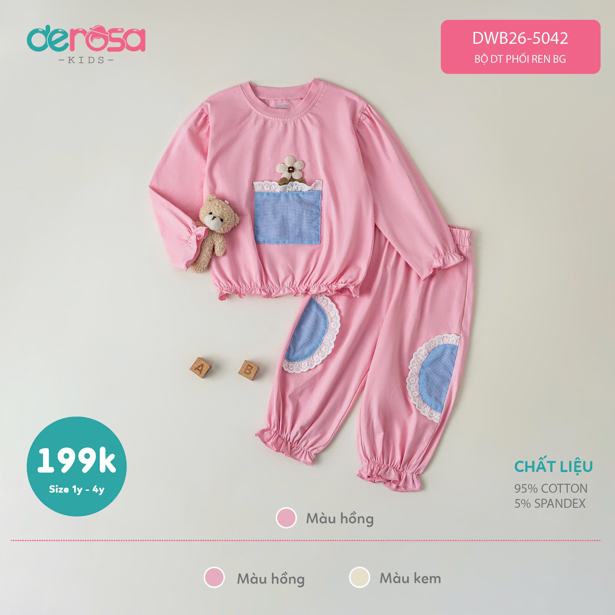 BỘ DT PHỐI REN BG (1-4Y) - KEM