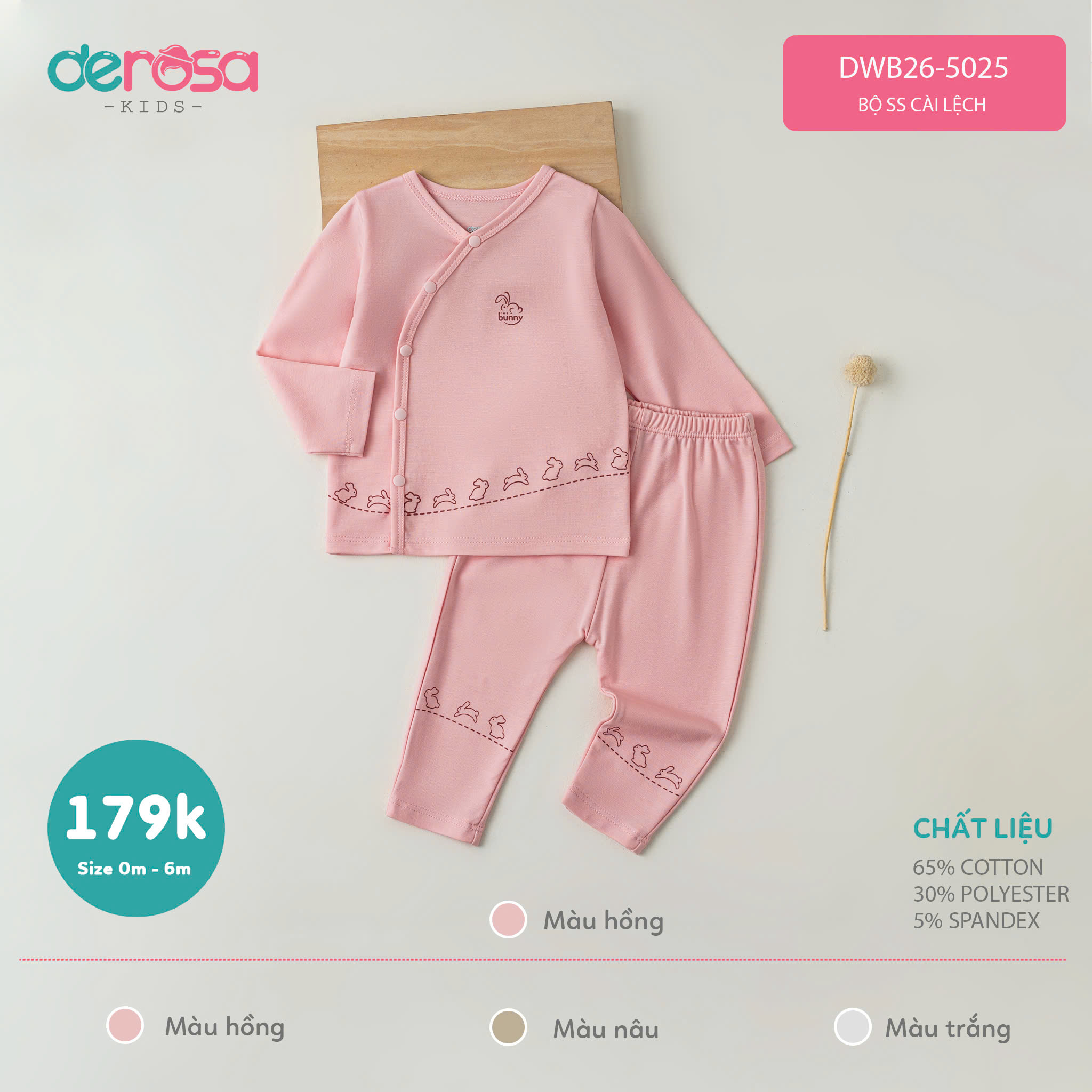 BỘ SS CÀI LỆCH (0-6M) - TRẮNG